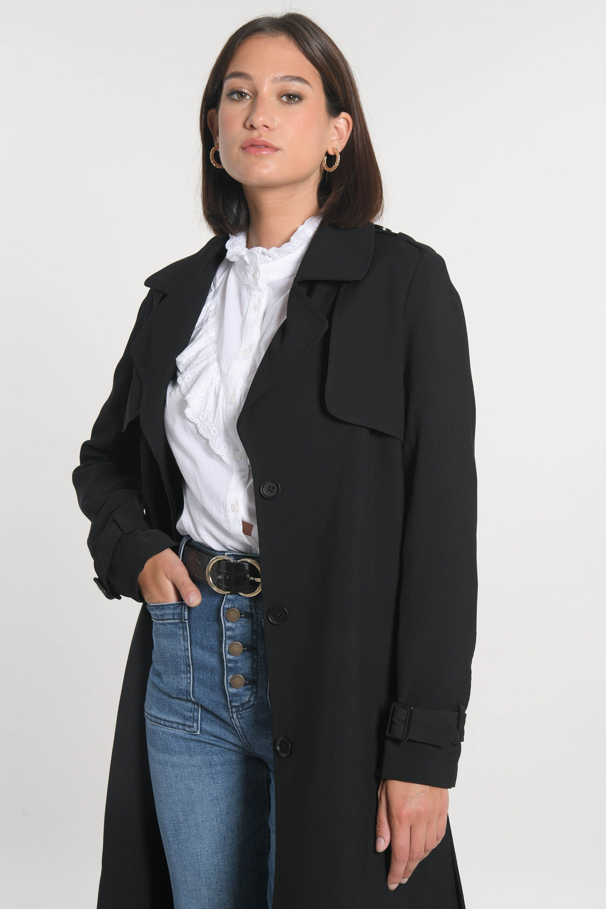 TRENCH LONG ASHER NOIR