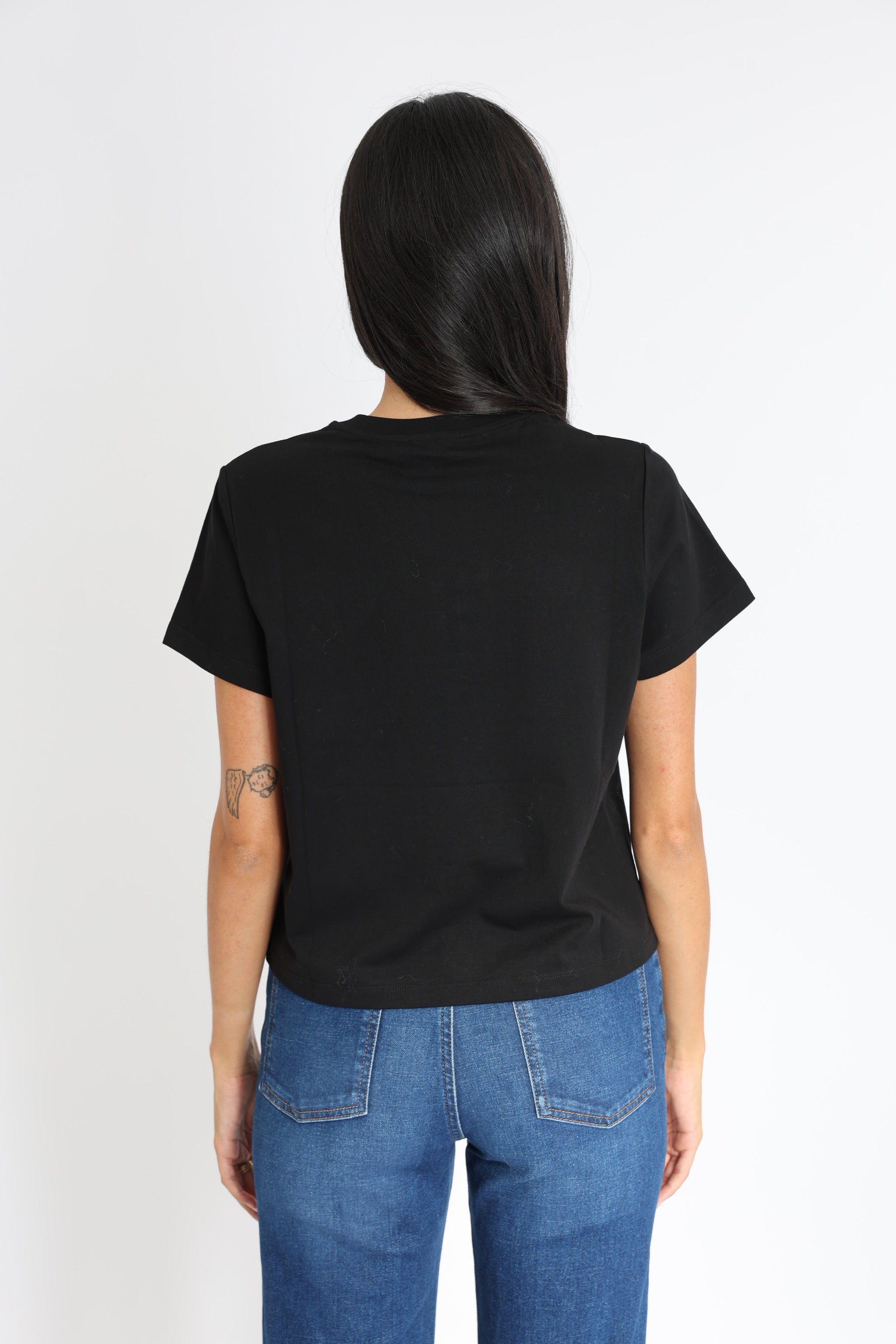T-SHIRT CŒR STRASS LUNA NOIR