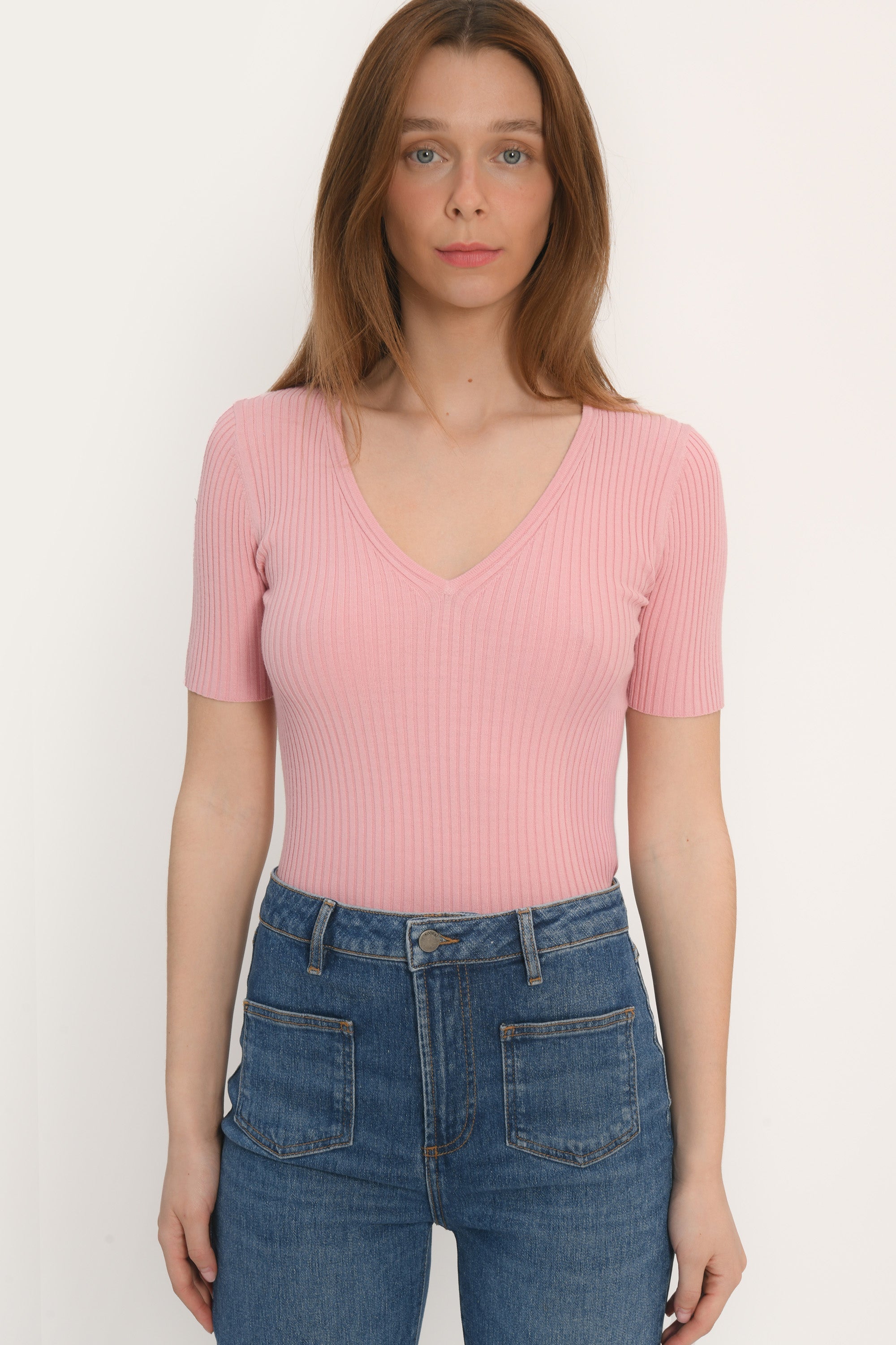 PULL COL V MANCHES COURTES - CANDY - ABBY