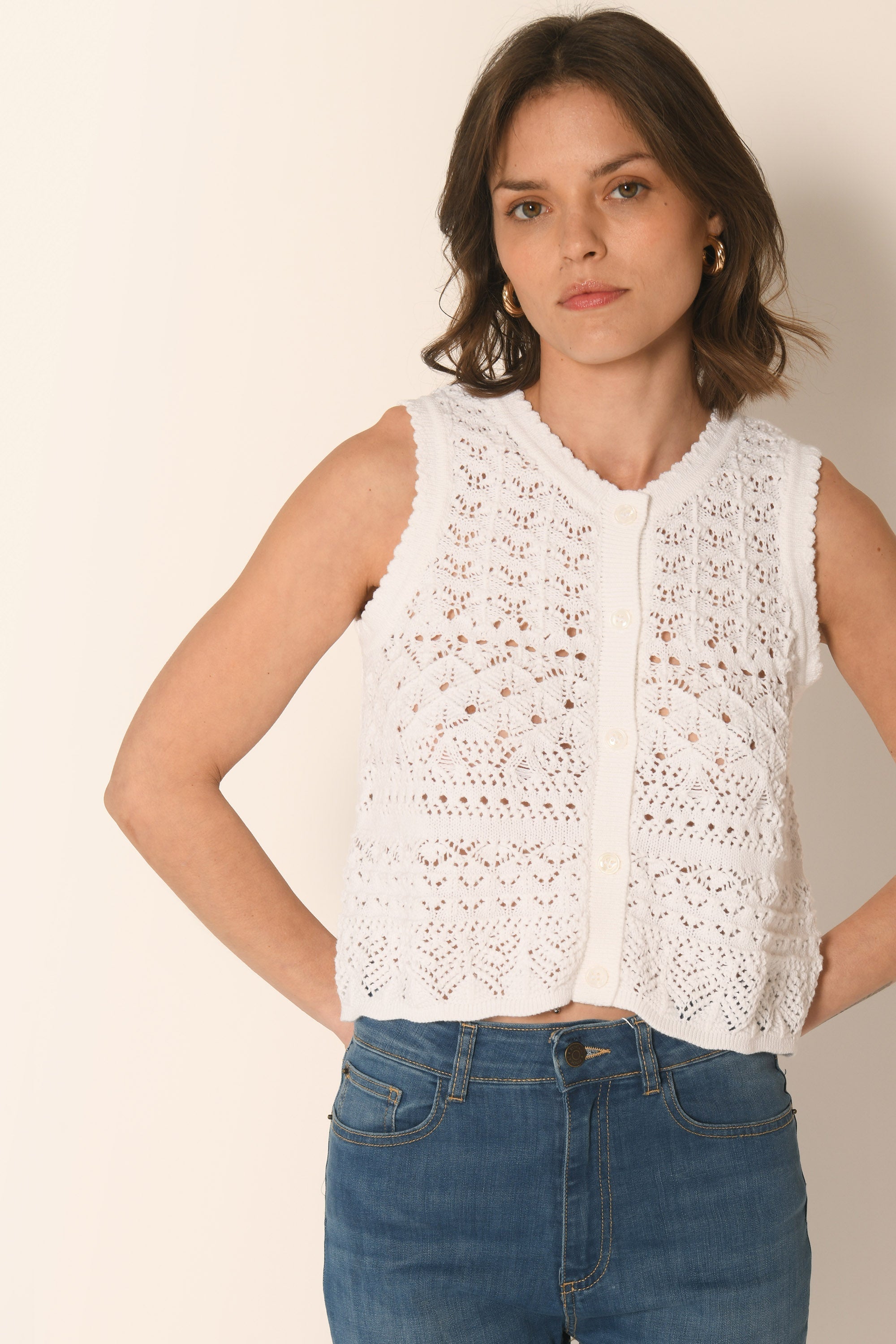 GILET SANS MANCHES - BLANC - ADAR