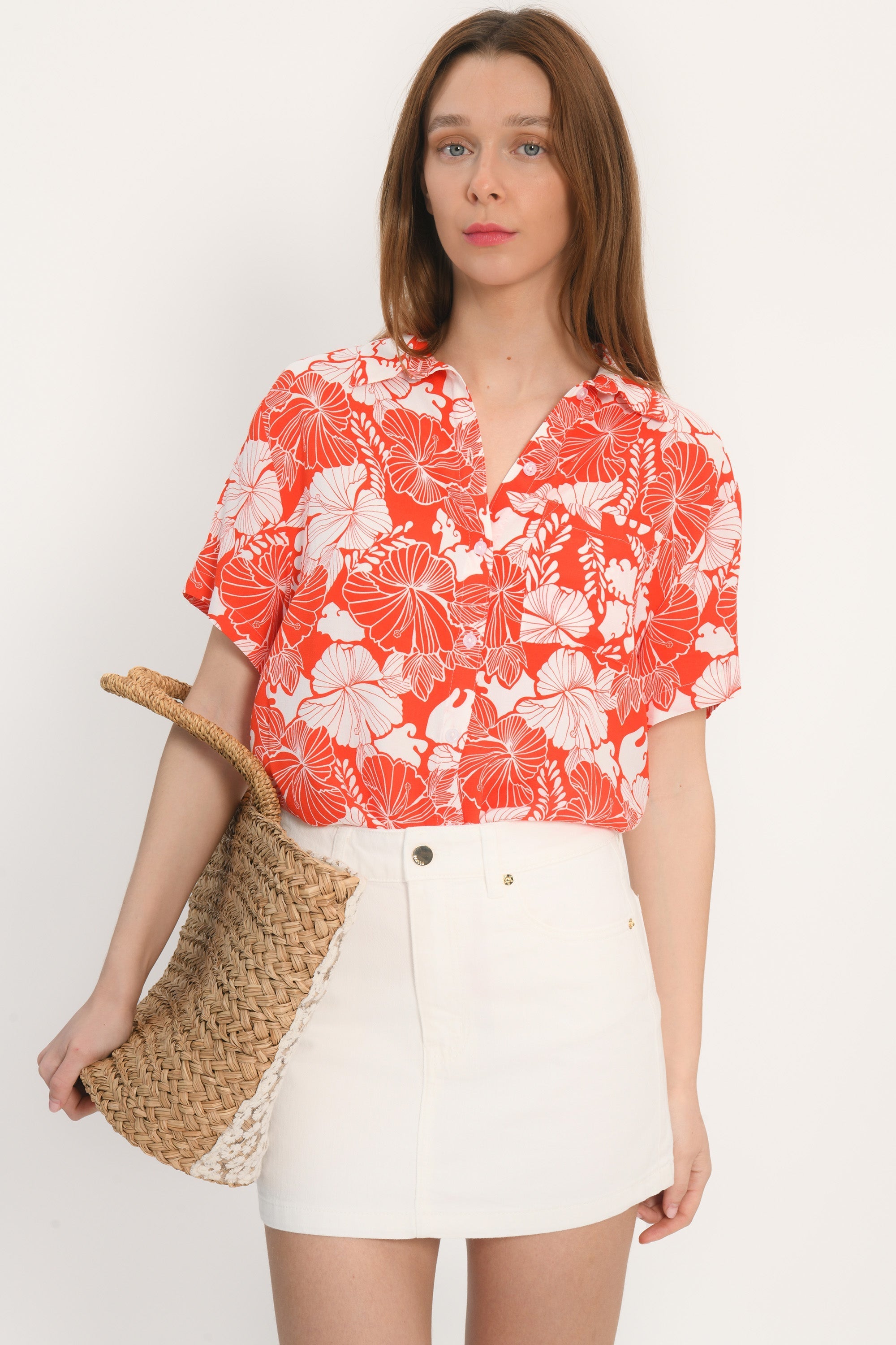 CHEMISIER MANCHES COURTES - ADELAIDE - ORANGE