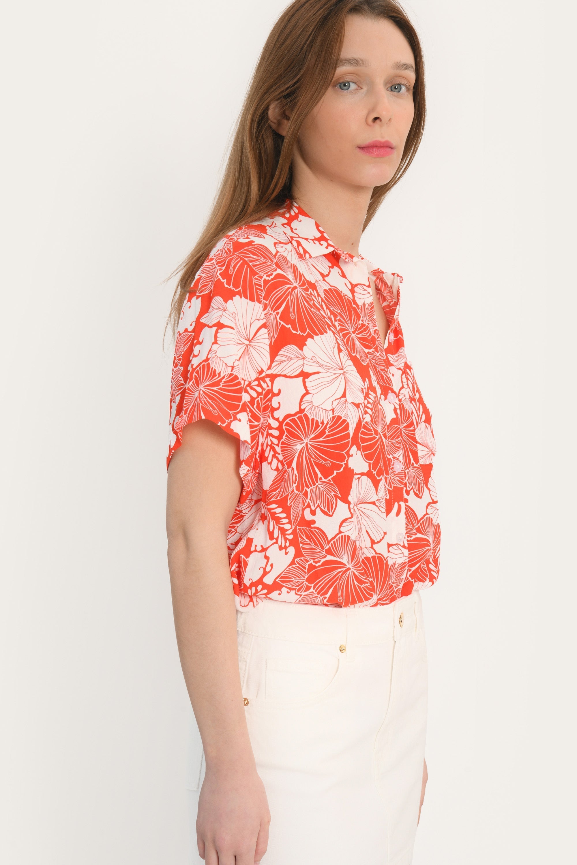 CHEMISIER MANCHES COURTES - ADELAIDE - ORANGE