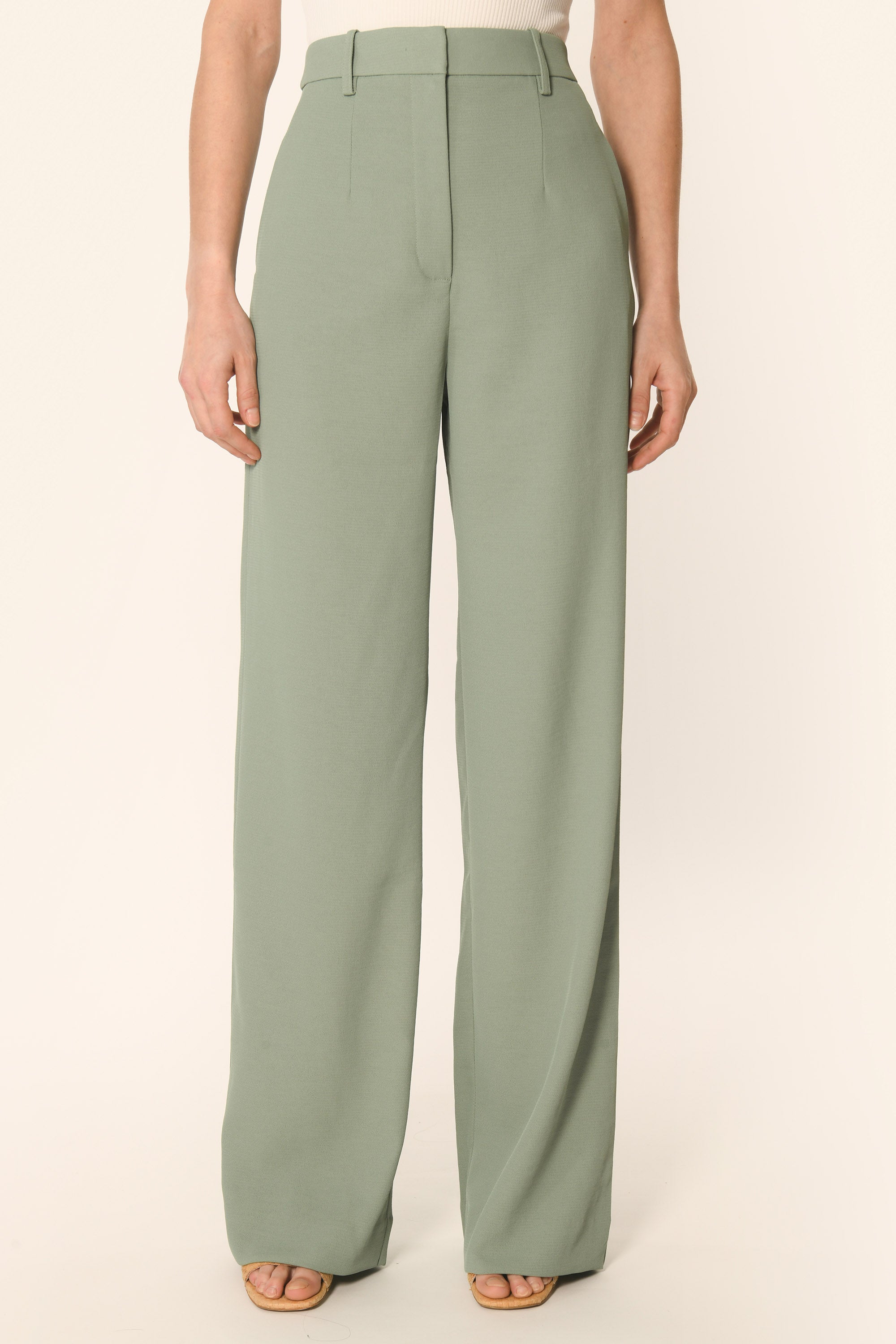 PANTALON TAILLE HAUTE - SAUGE - ALBA
