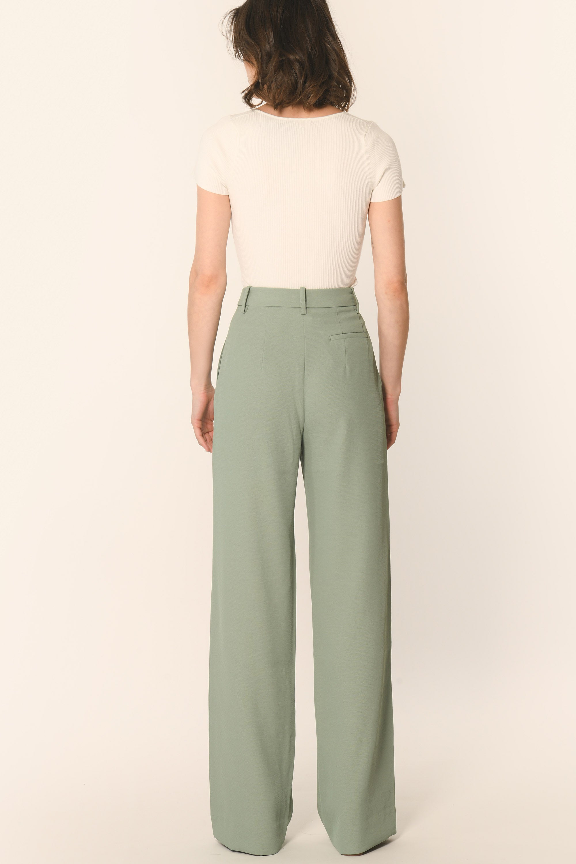 PANTALON TAILLE HAUTE - SAUGE - ALBA