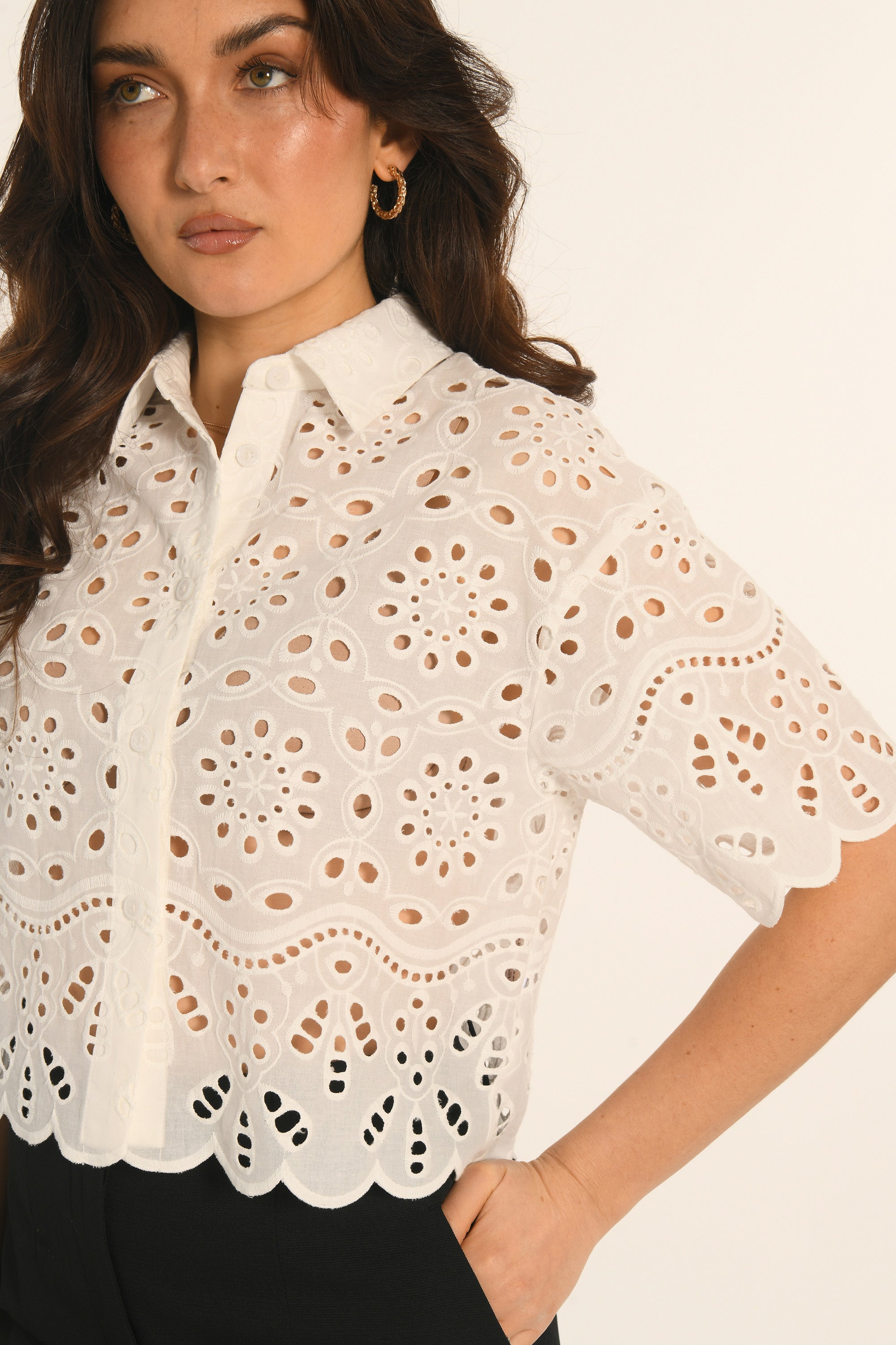 CHEMISE BRODÉE - BLANC - ALOISE