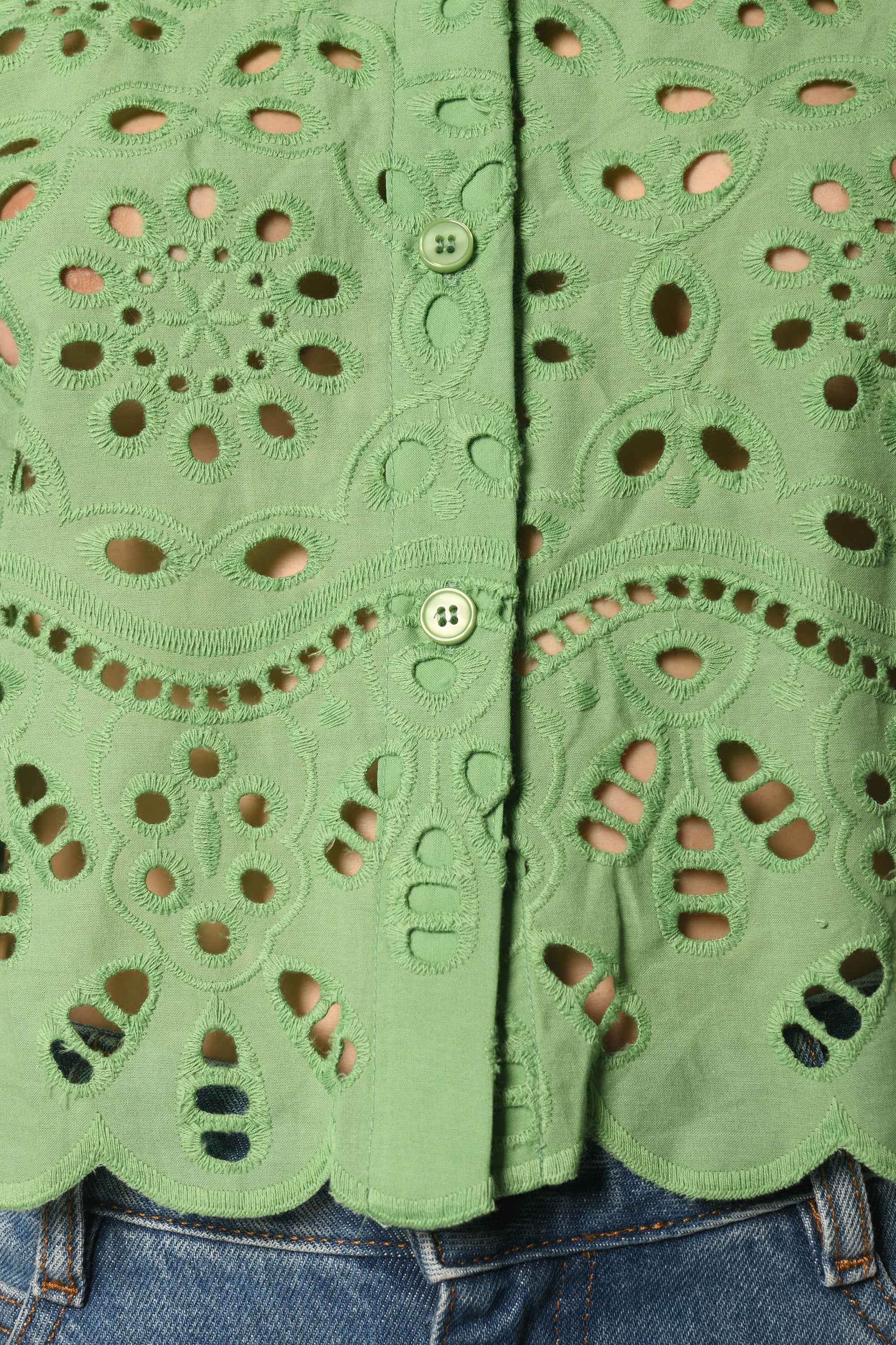 CHEMISE BRODÉE - VERT - ALOISE