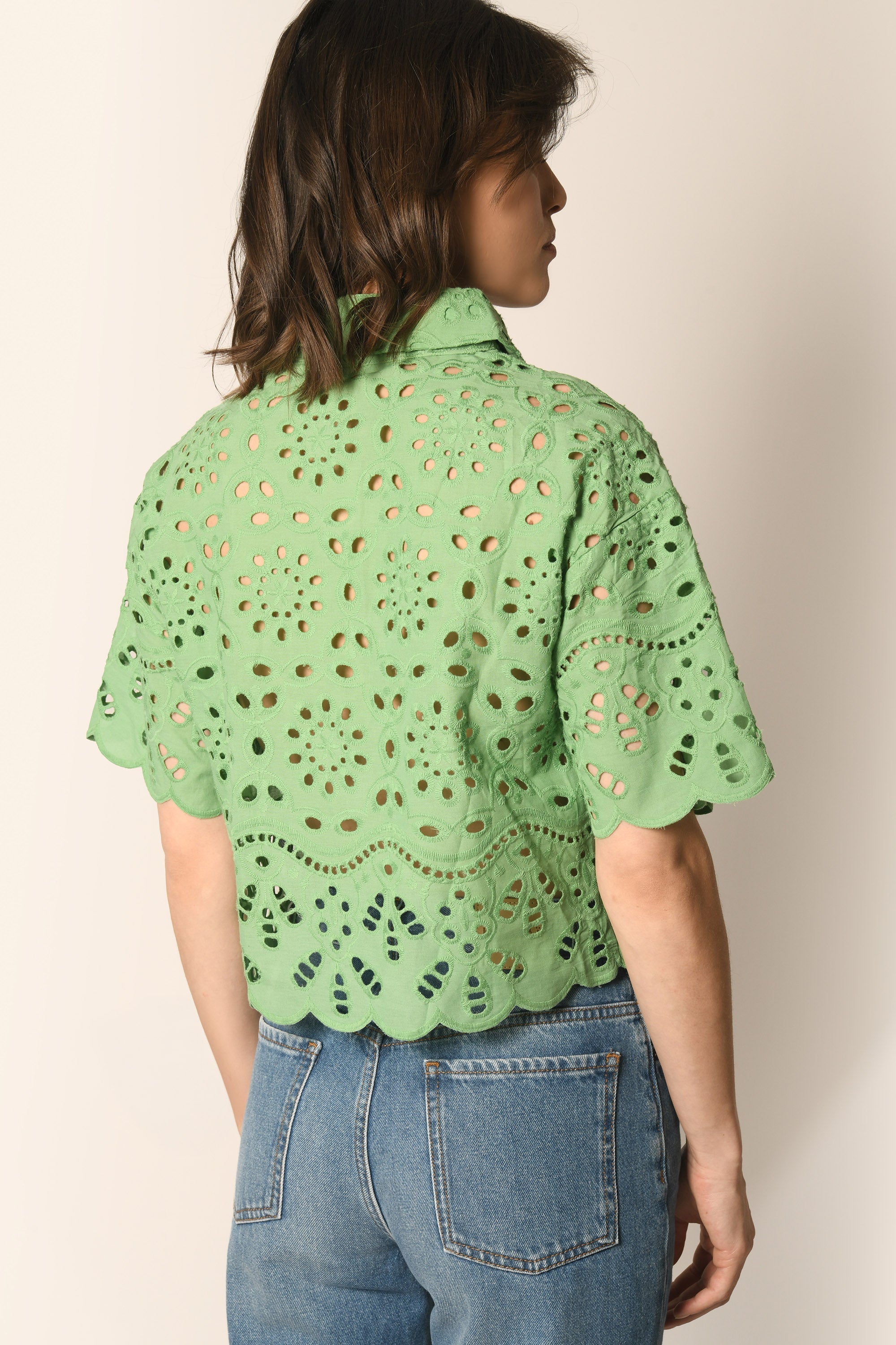 CHEMISE BRODÉE - VERT - ALOISE