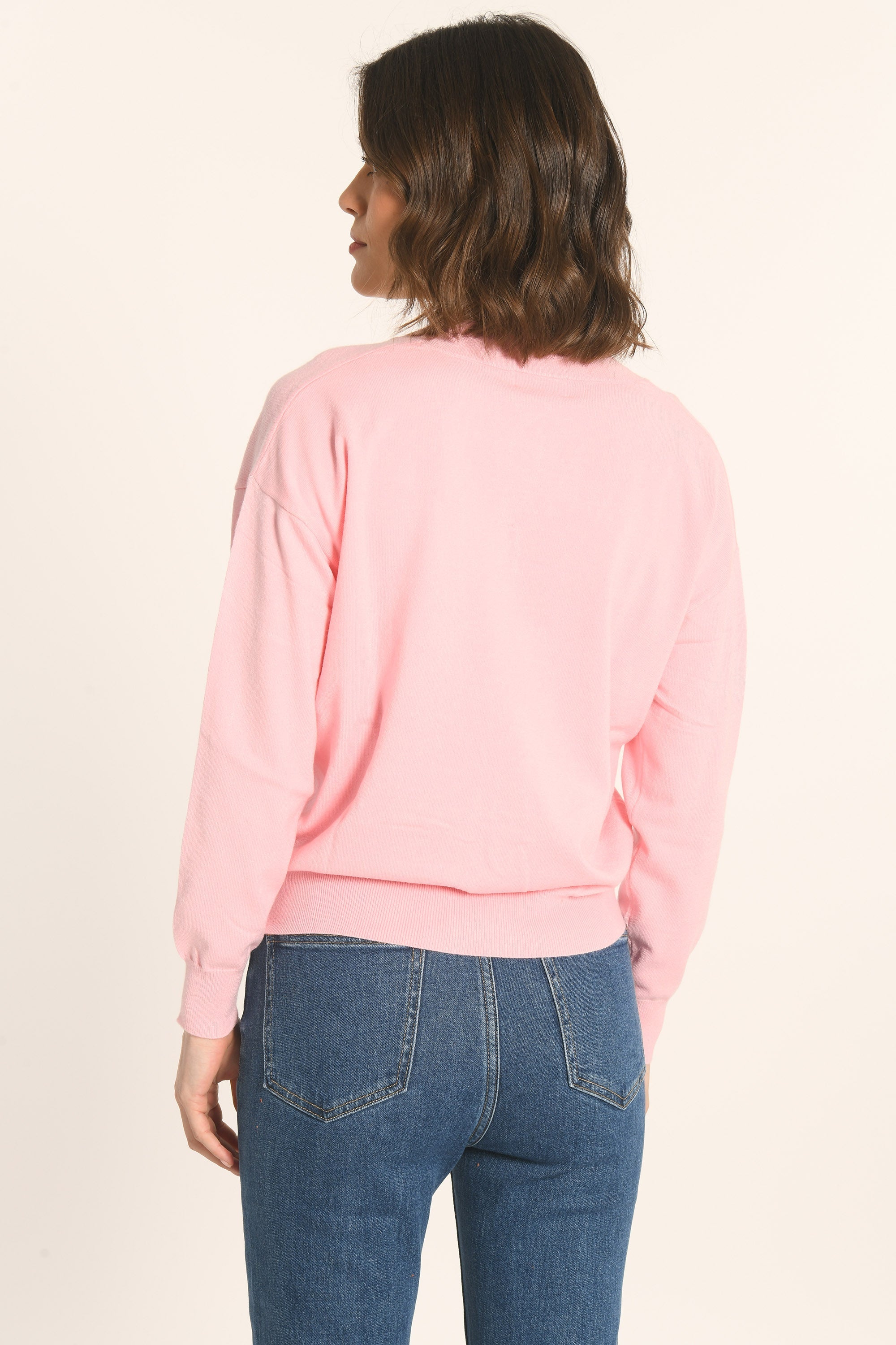 PULL COL V - ROSE PÂLE - AMELINA