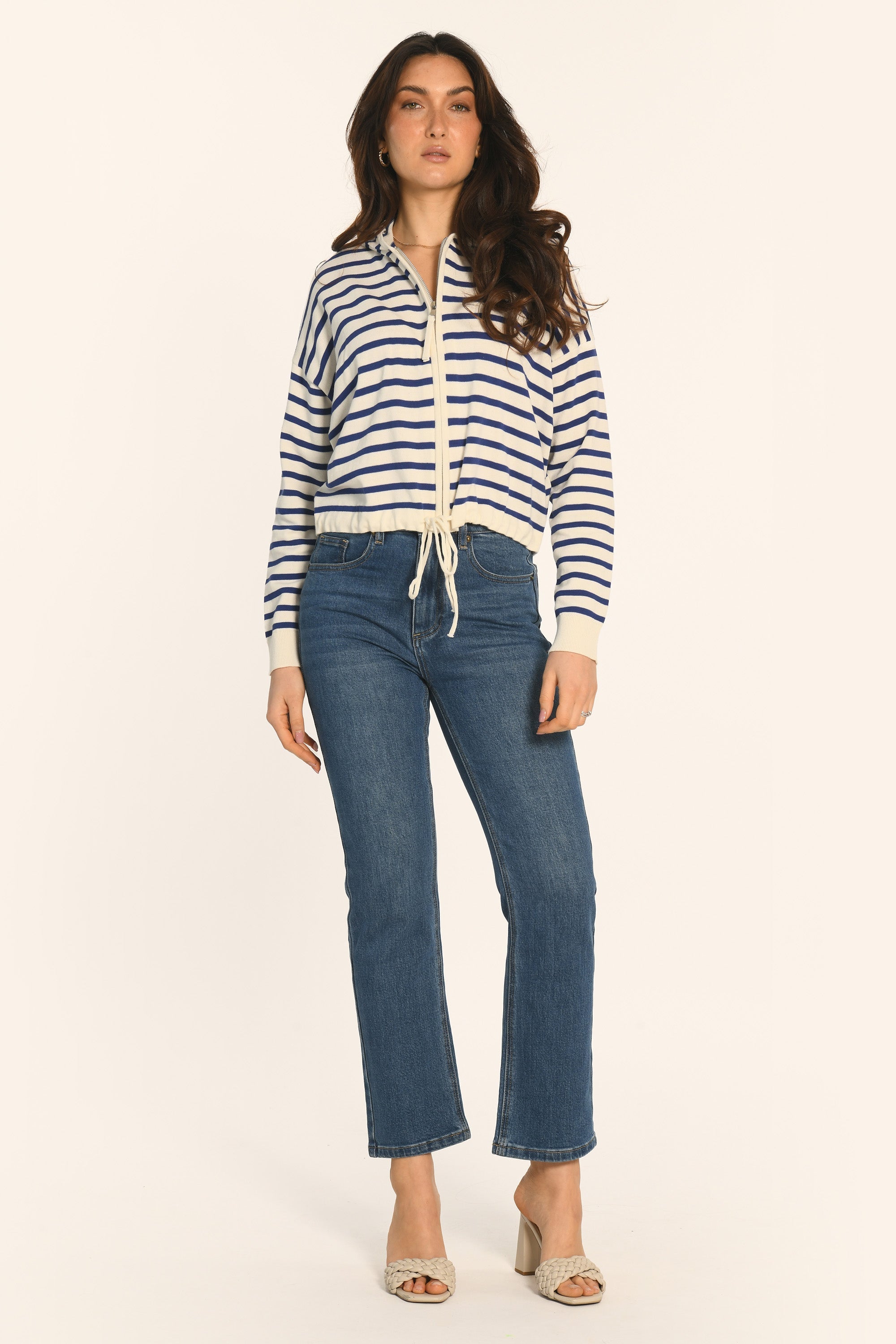 GILET CAPUCHE - ECRU/NAVY - ANDINA