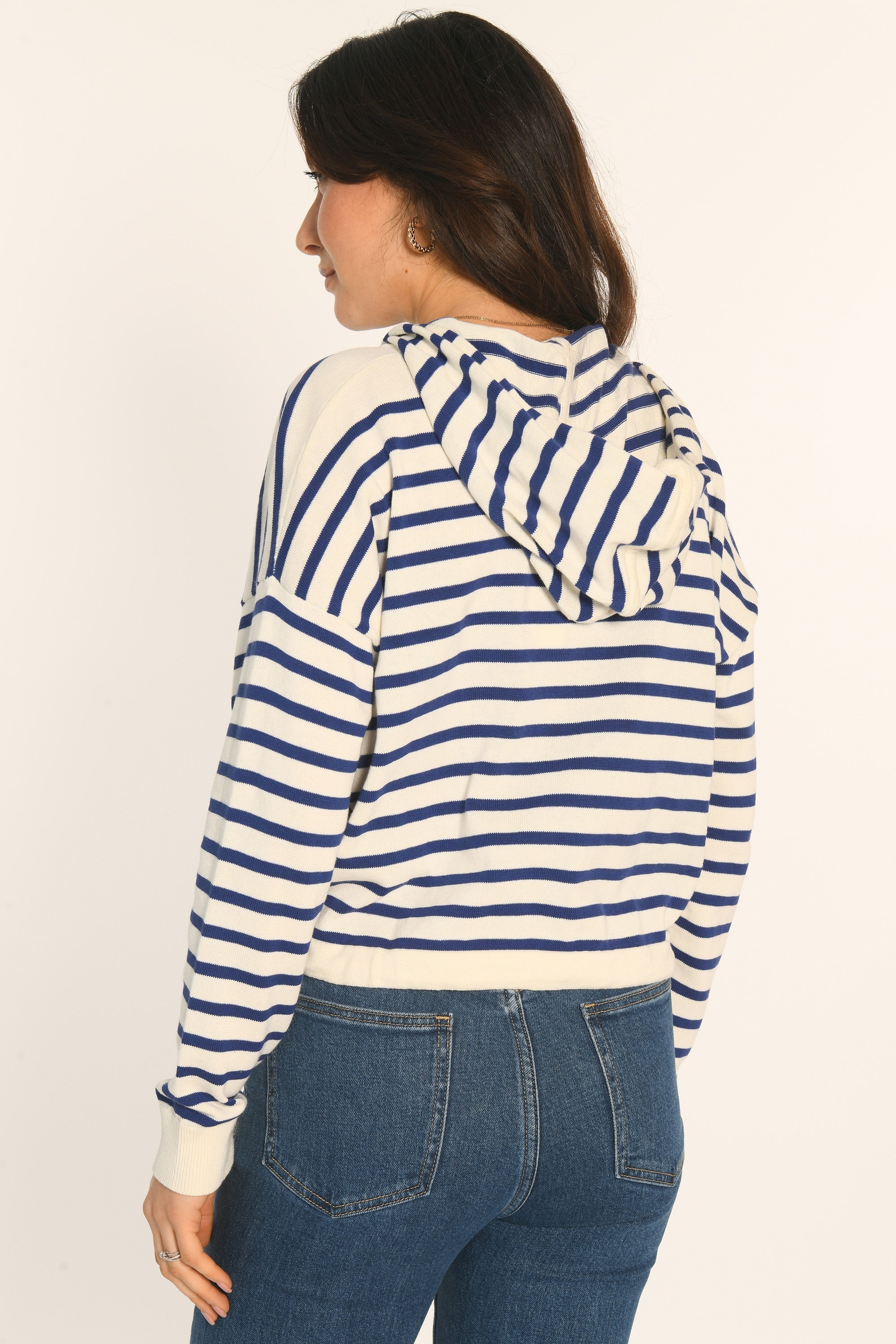 GILET CAPUCHE - ECRU/NAVY - ANDINA