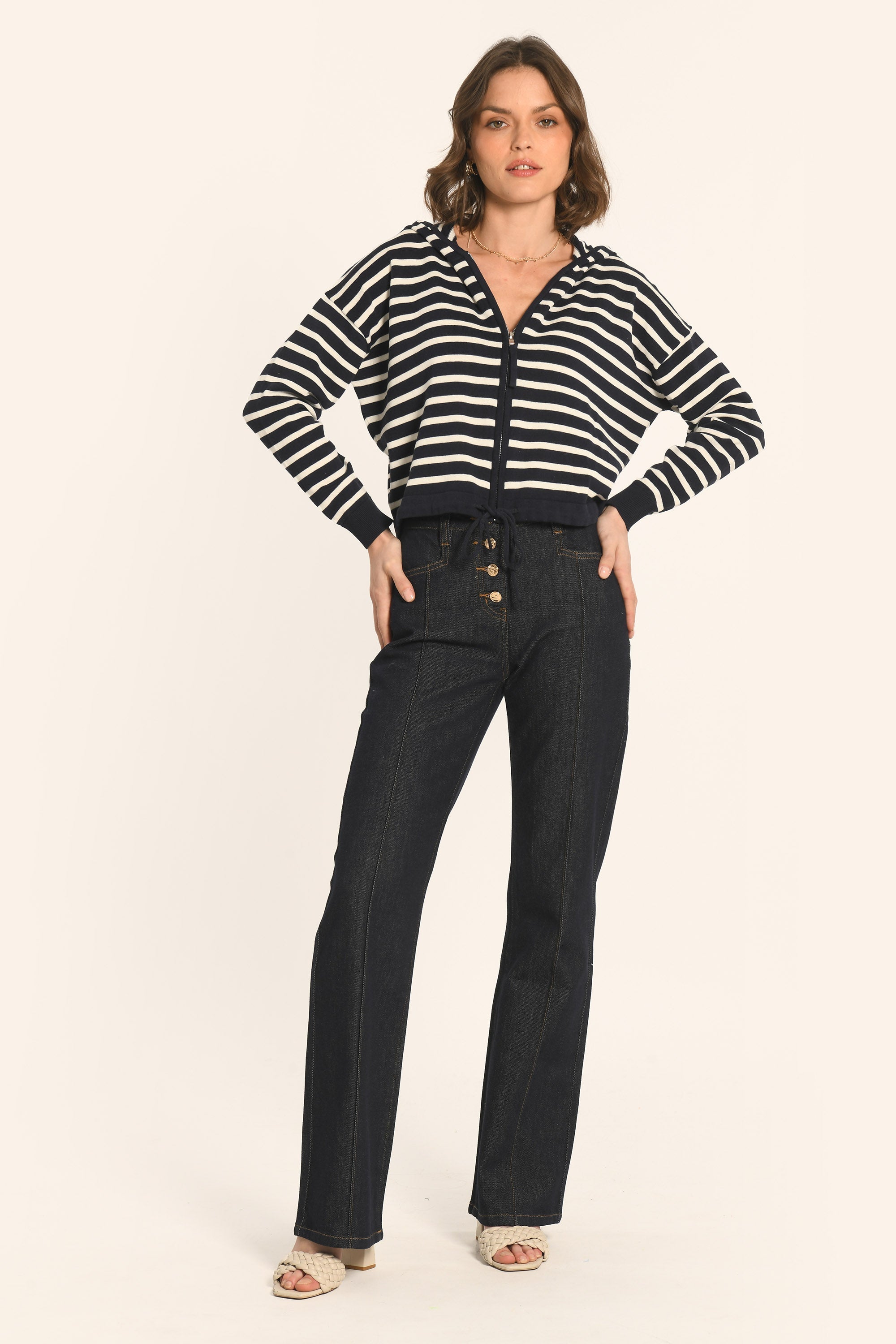 GILET CAPUCHE - NAVY/ÉCRU - ANDINA