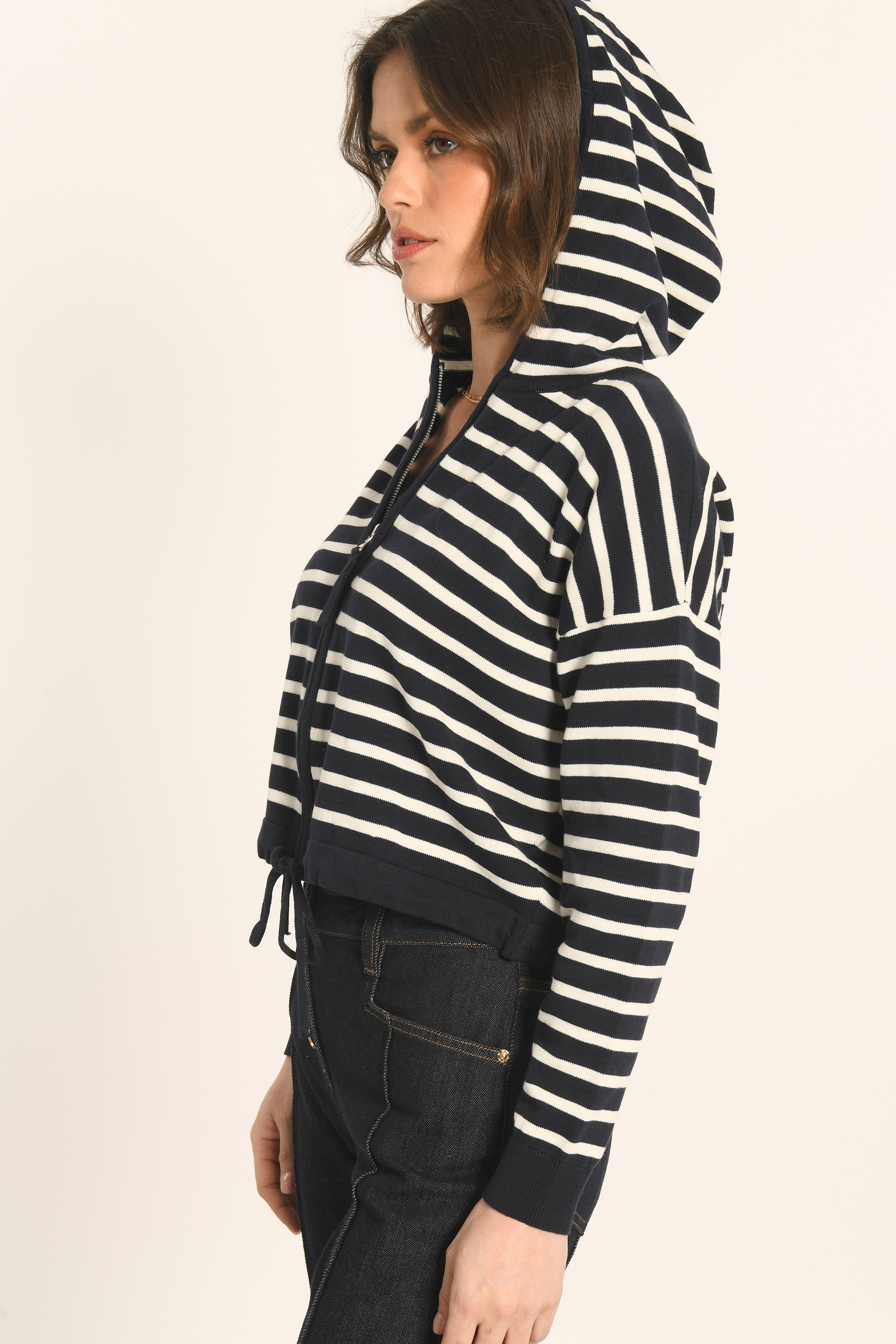 GILET CAPUCHE - NAVY/ÉCRU - ANDINA
