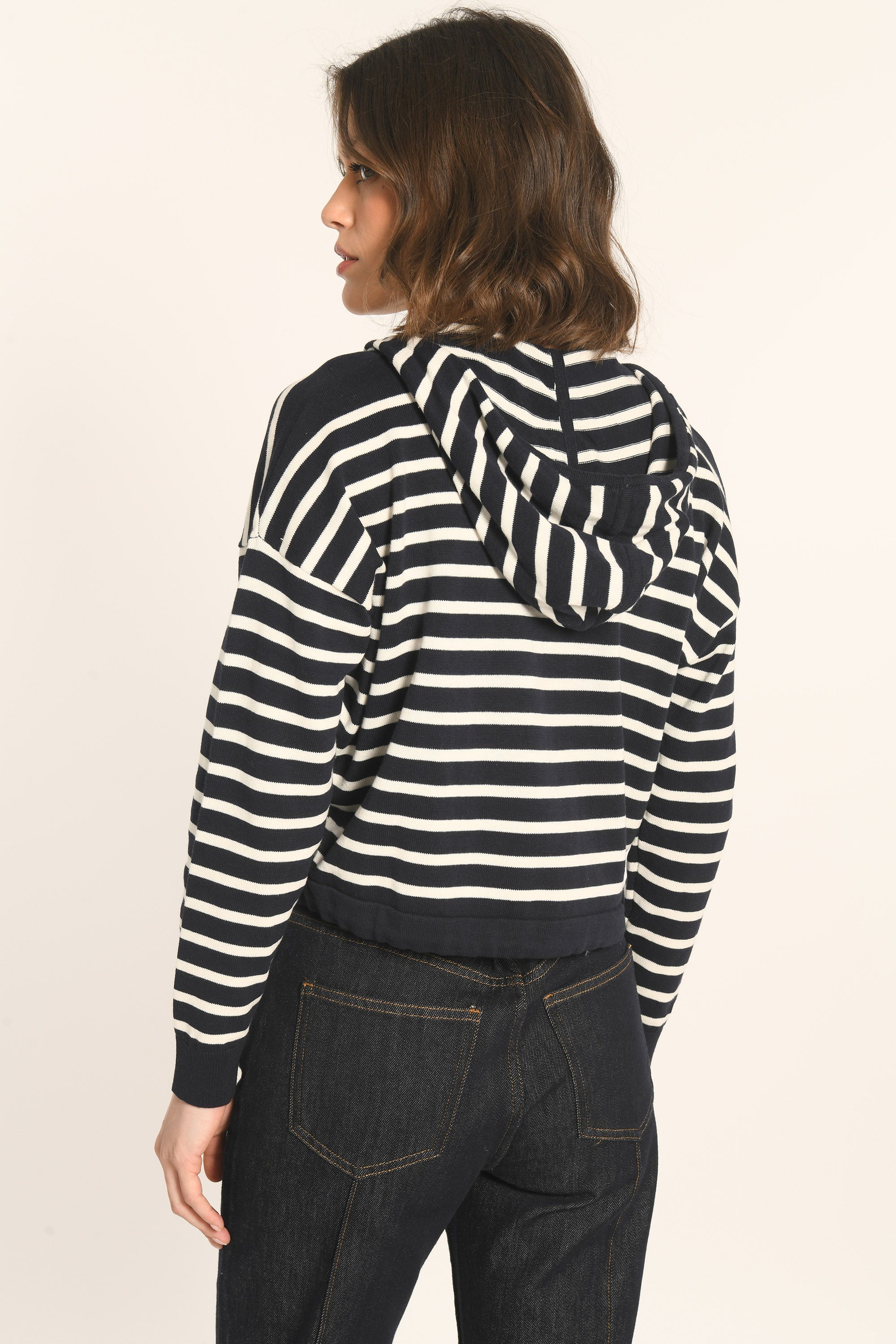 GILET CAPUCHE - NAVY/ÉCRU - ANDINA