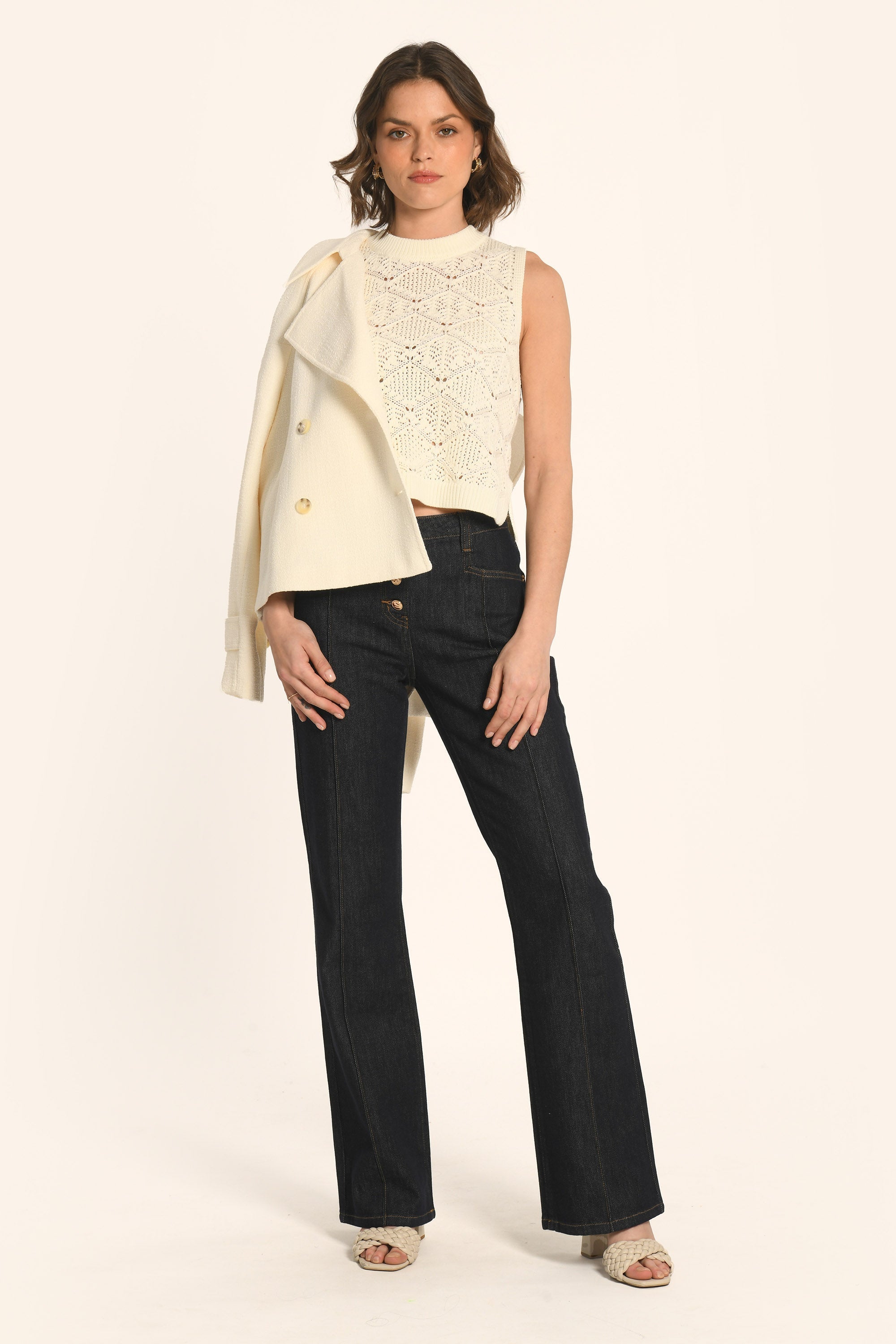 PULL SANS MANCHES - ÉCRU - ANGE