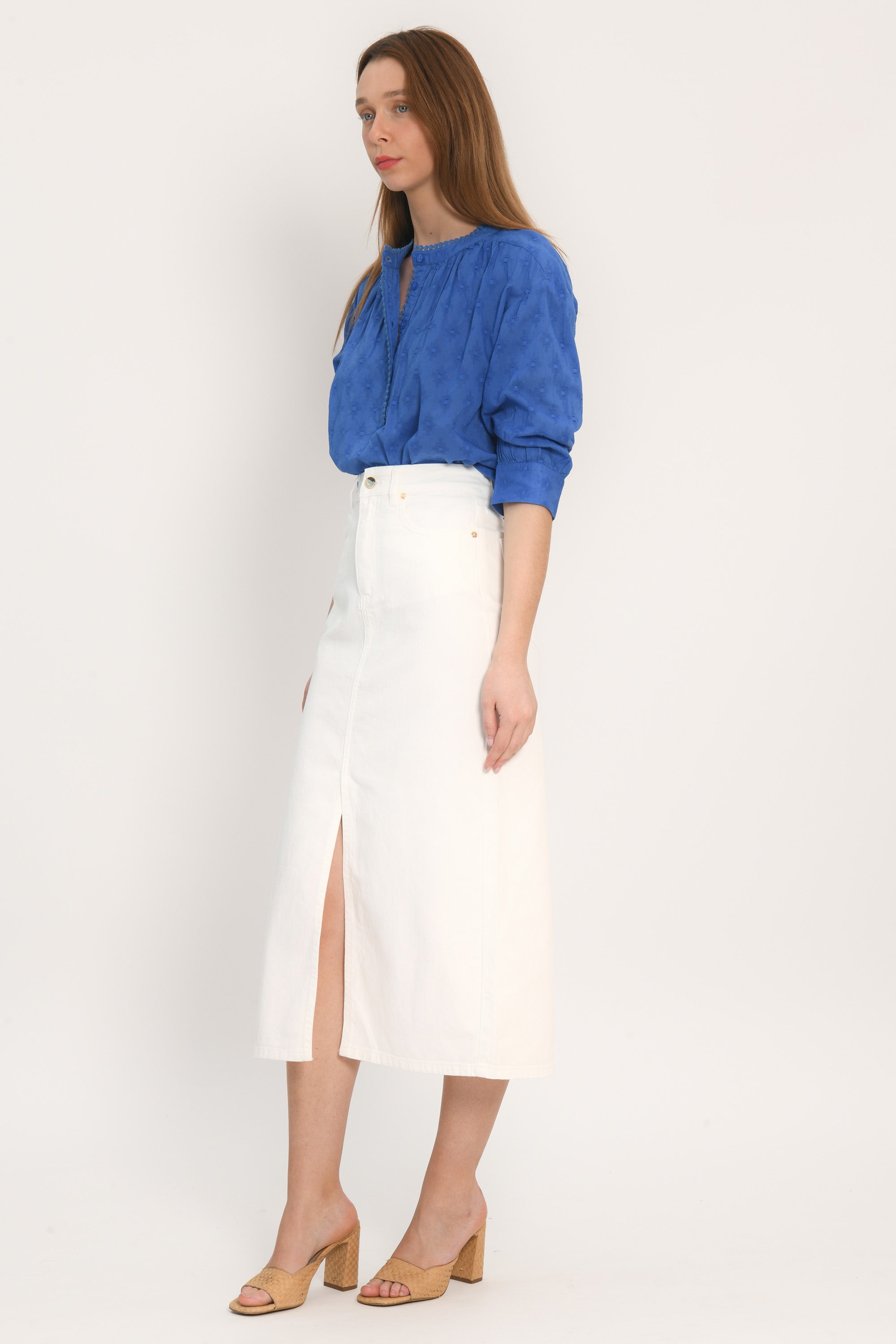 JUPE SPORTWEAR MIDI - ANOUK - BLANC