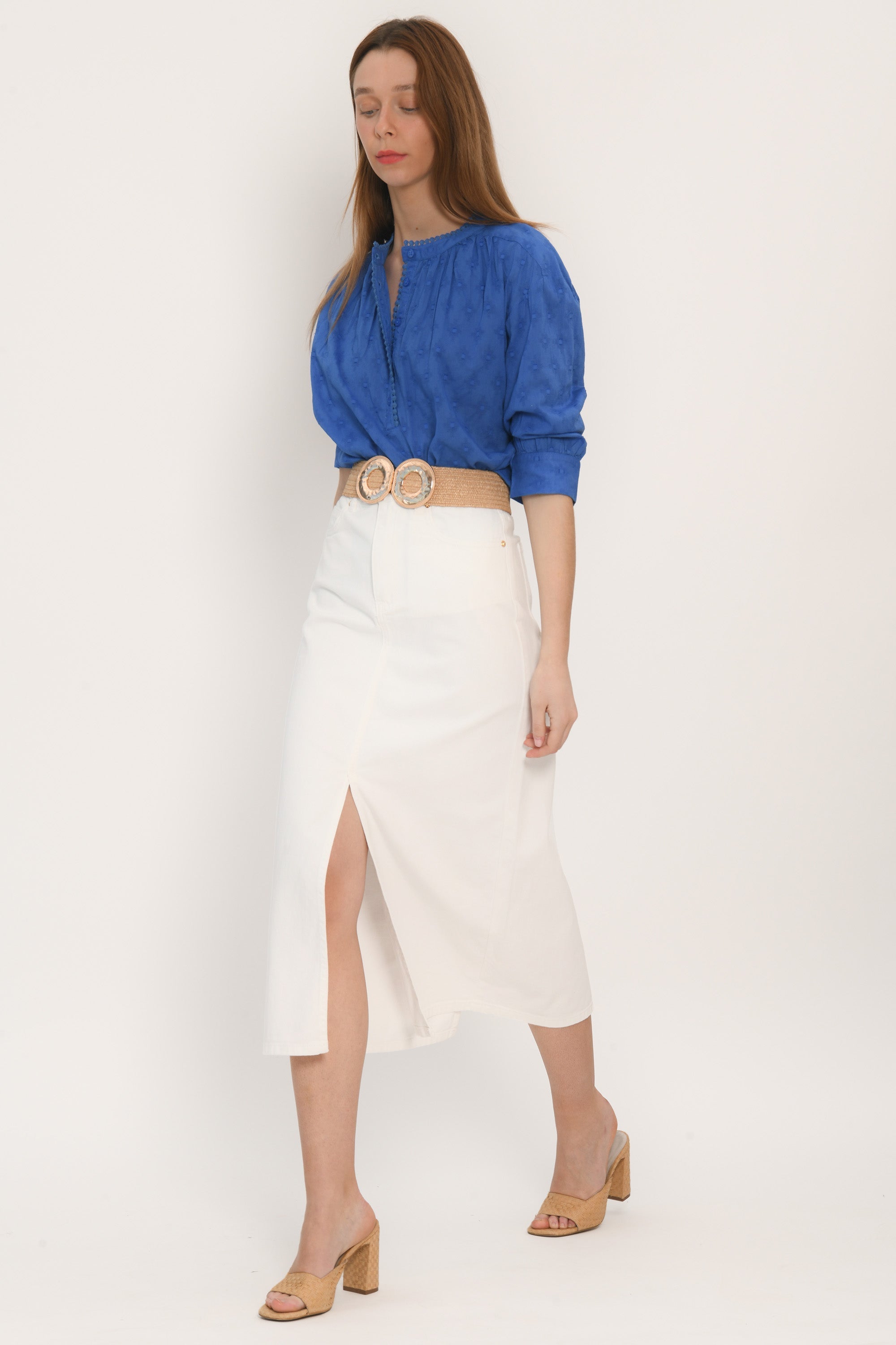 JUPE SPORTWEAR MIDI - ANOUK - BLANC