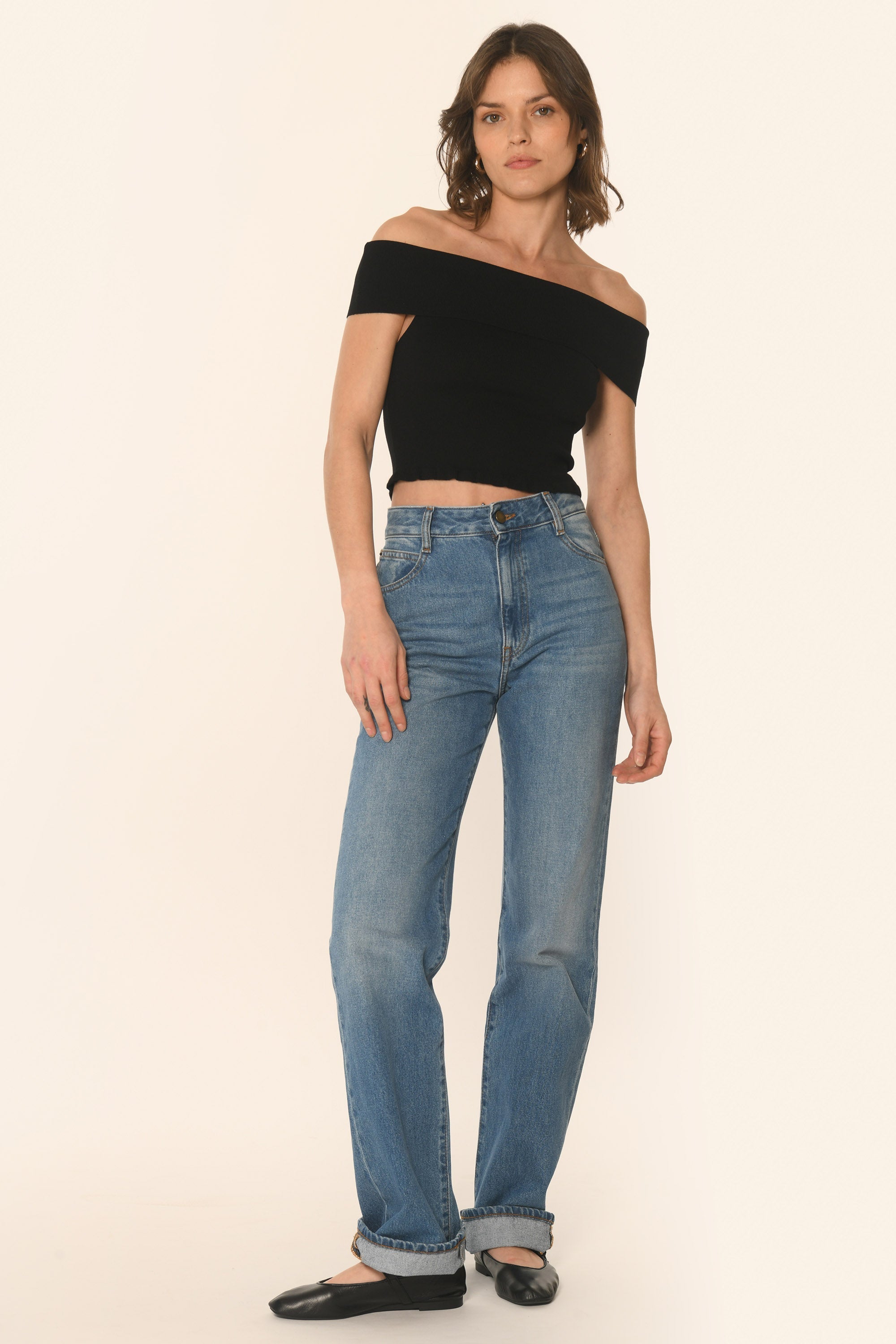 TOP COL BARDOT - NOIR - APOLLINE