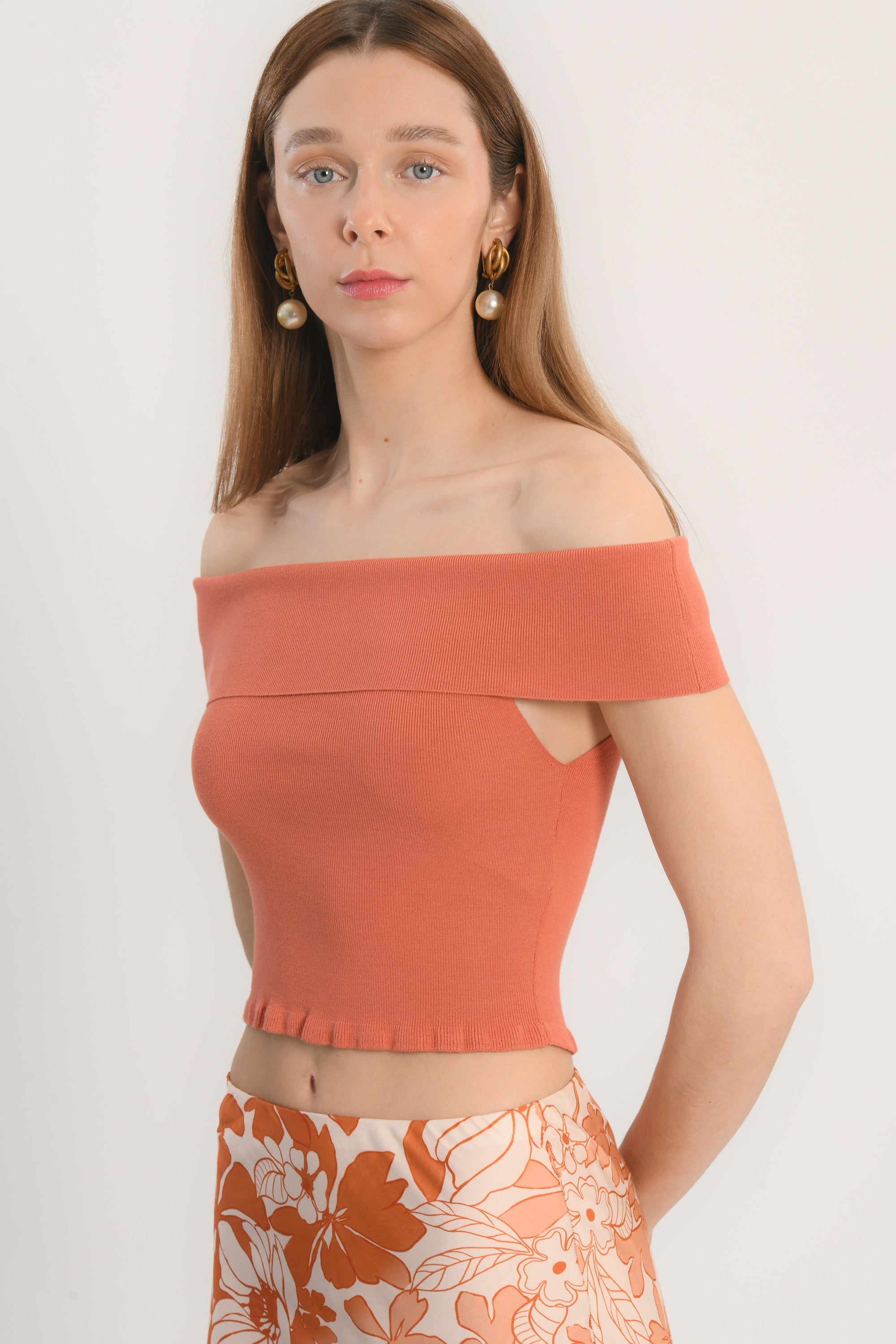 TOP COL BARDOT - TERRACOTA - APOLLINE