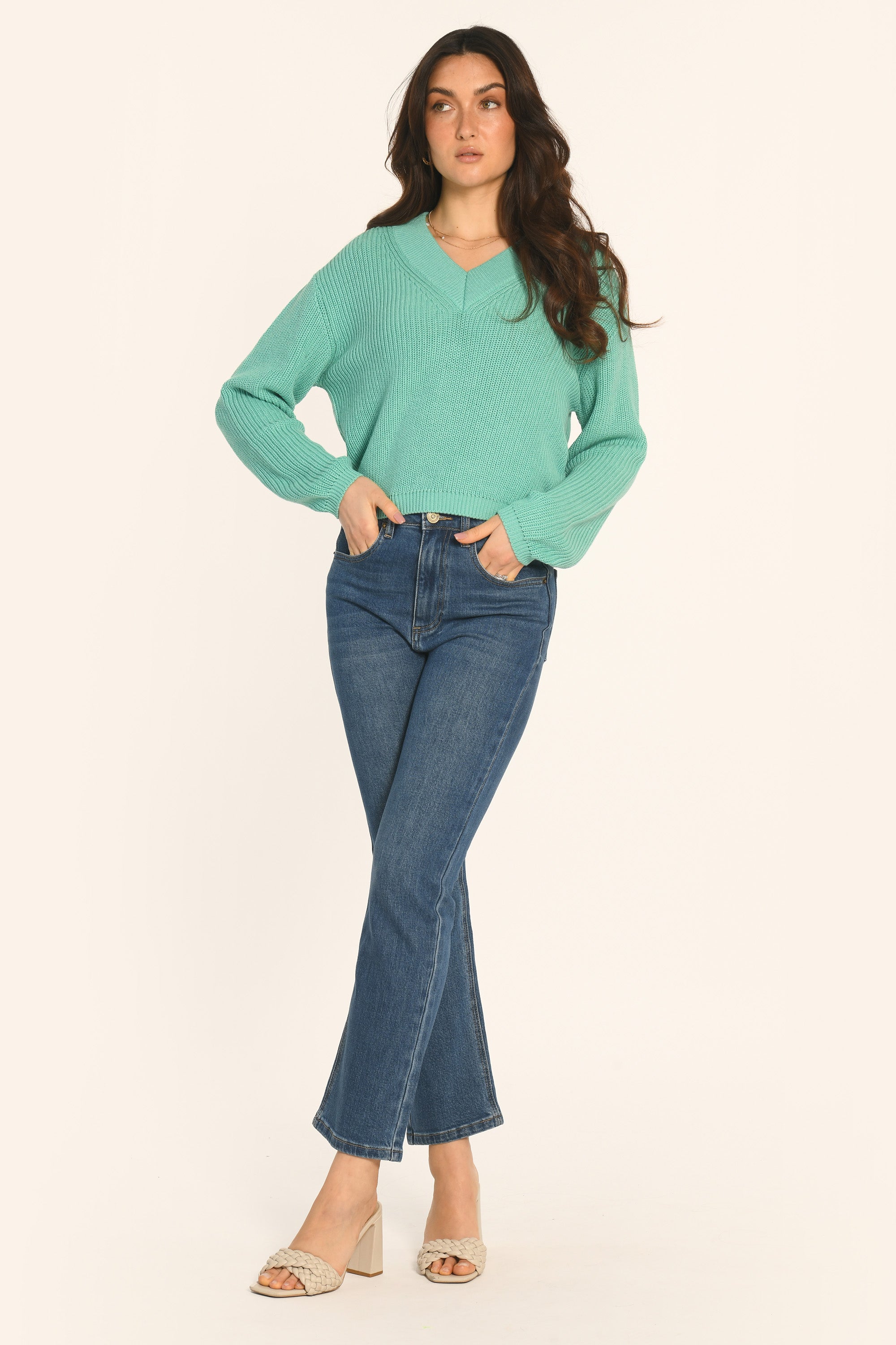 PULL COL V - AQUA - ARVID