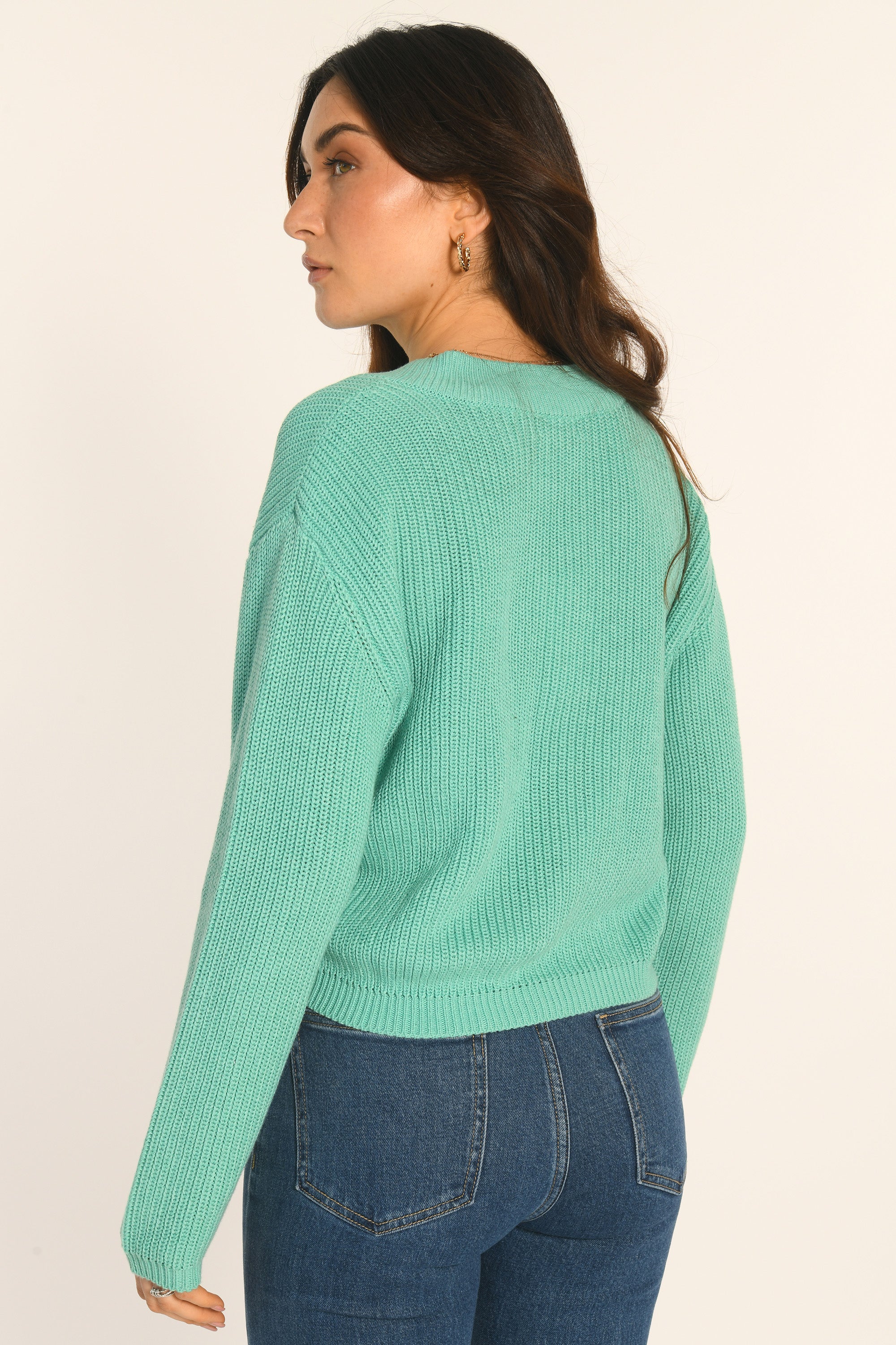 PULL COL V - AQUA - ARVID
