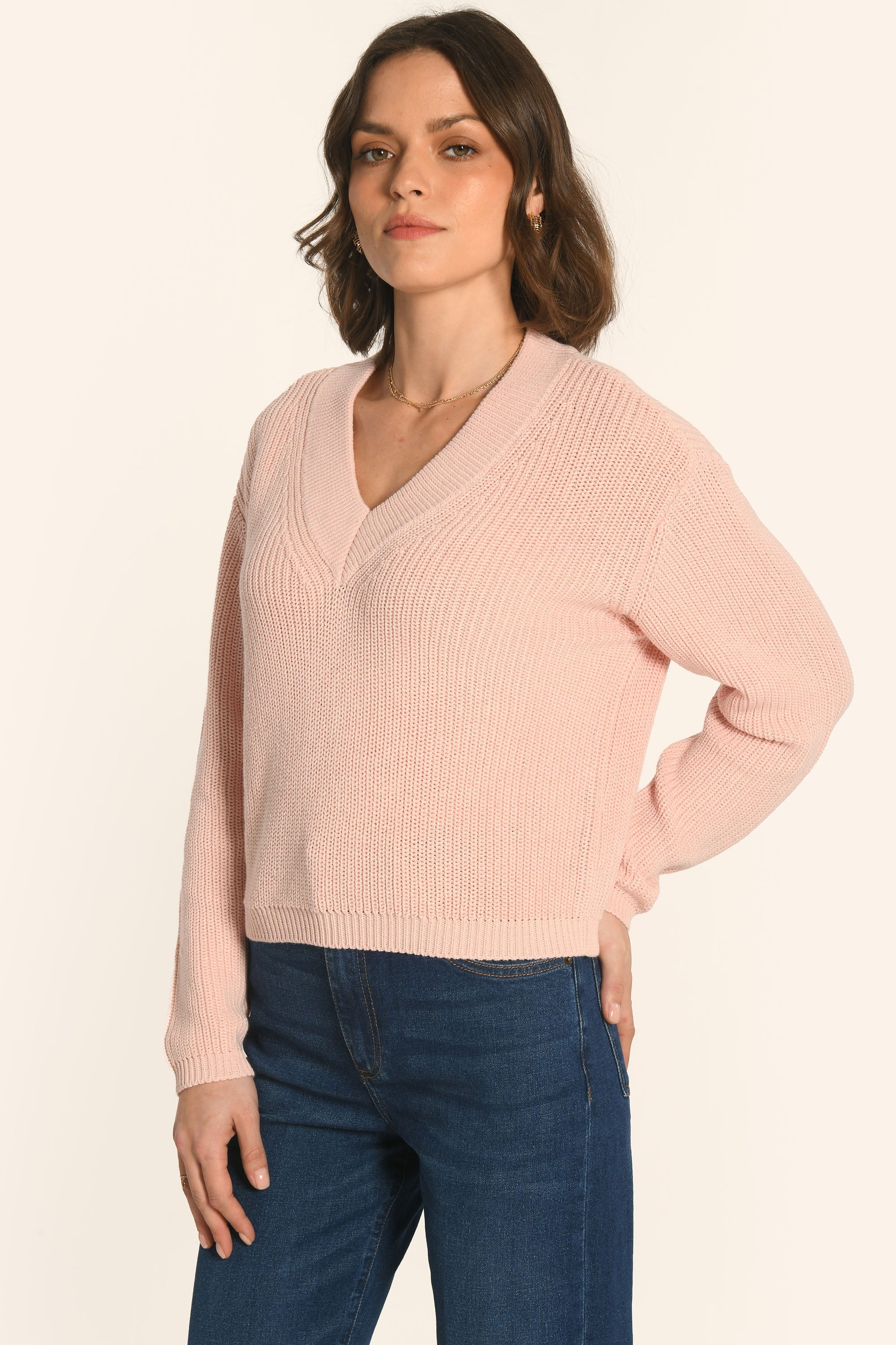 PULL COL V - ROSE PALE - ARVID