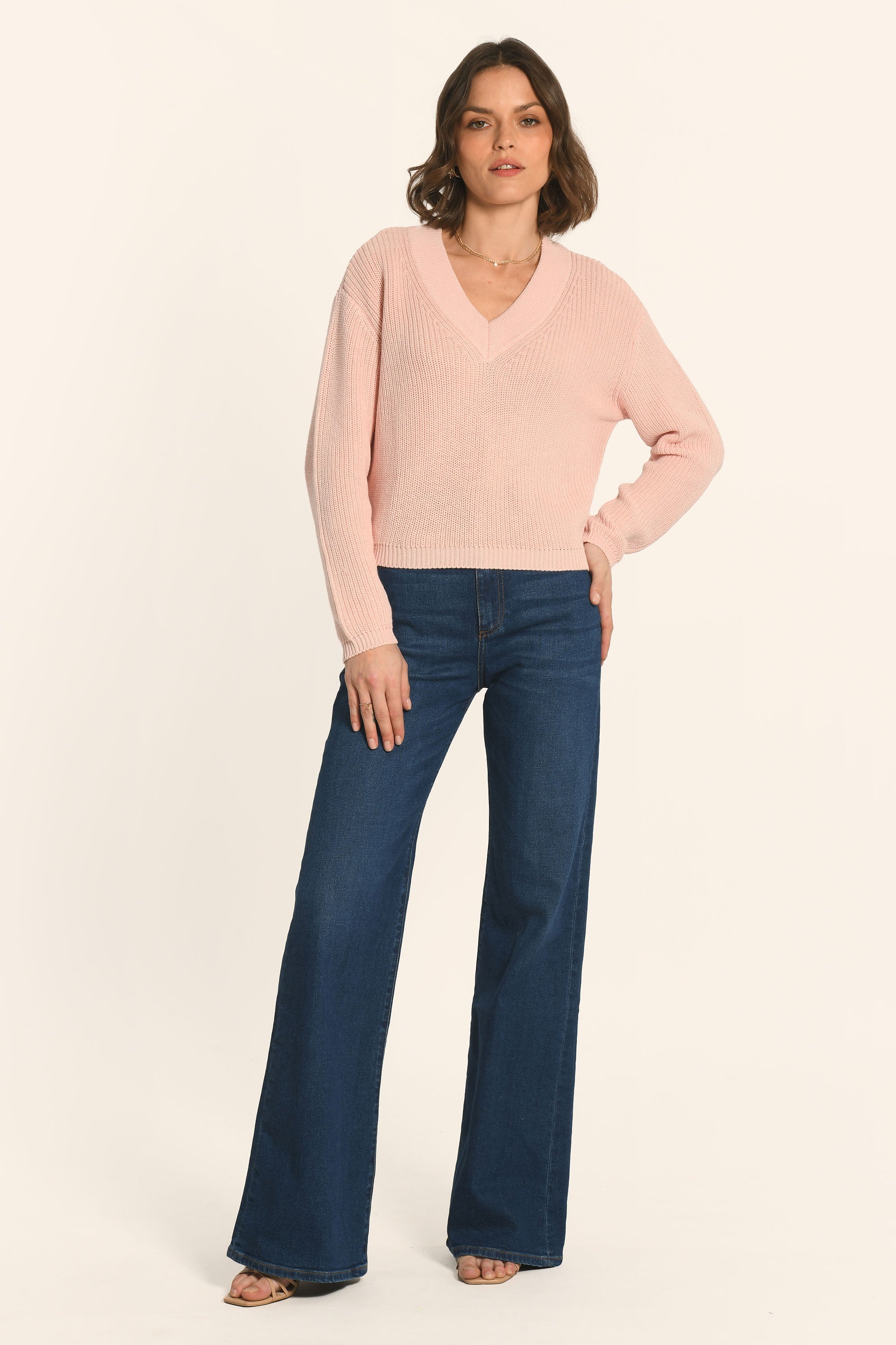 PULL COL V - ROSE PALE - ARVID