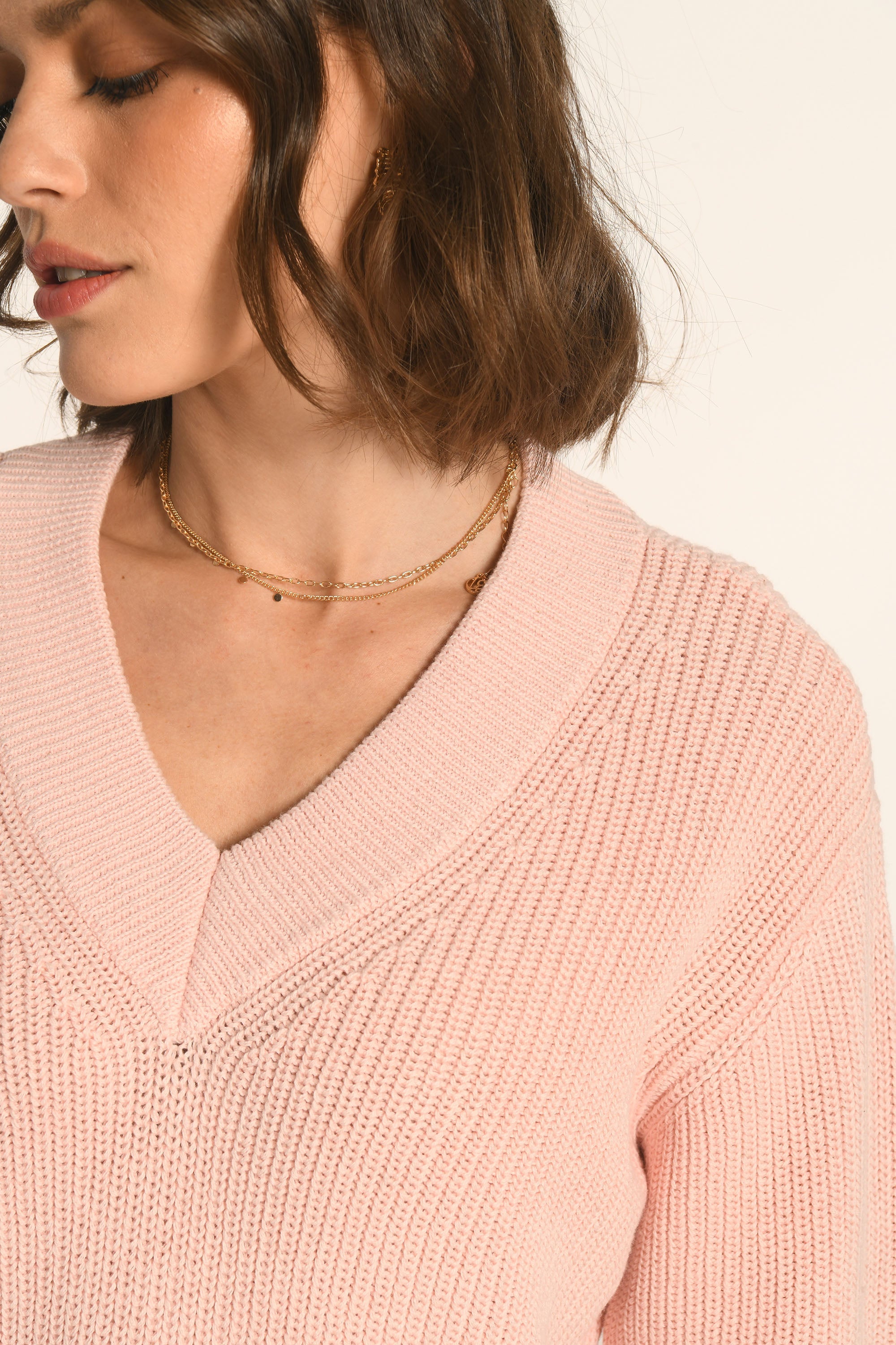 PULL COL V - ROSE PALE - ARVID