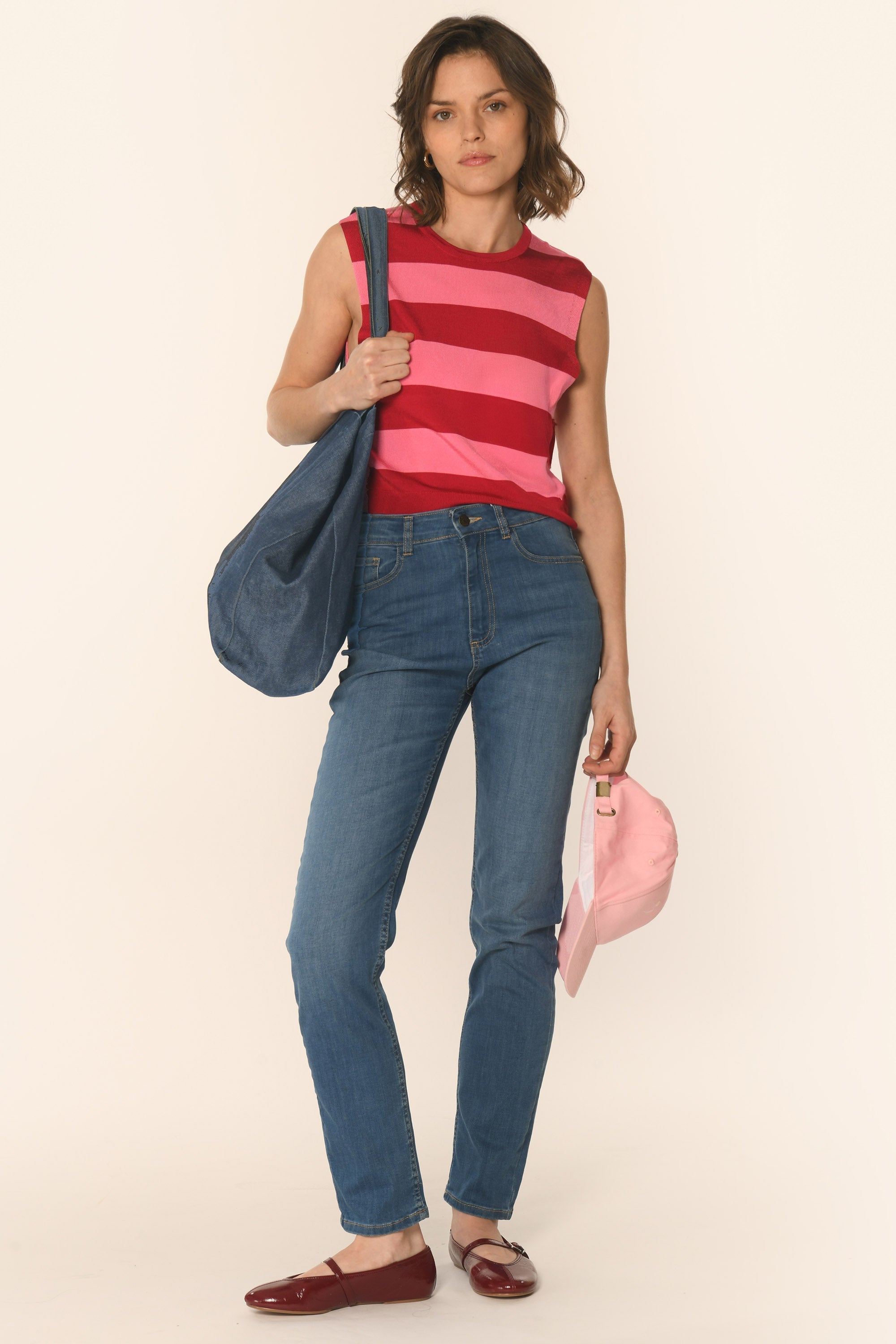 PULL SANS MANCHES - ROUGE/ROSE - ATHENA