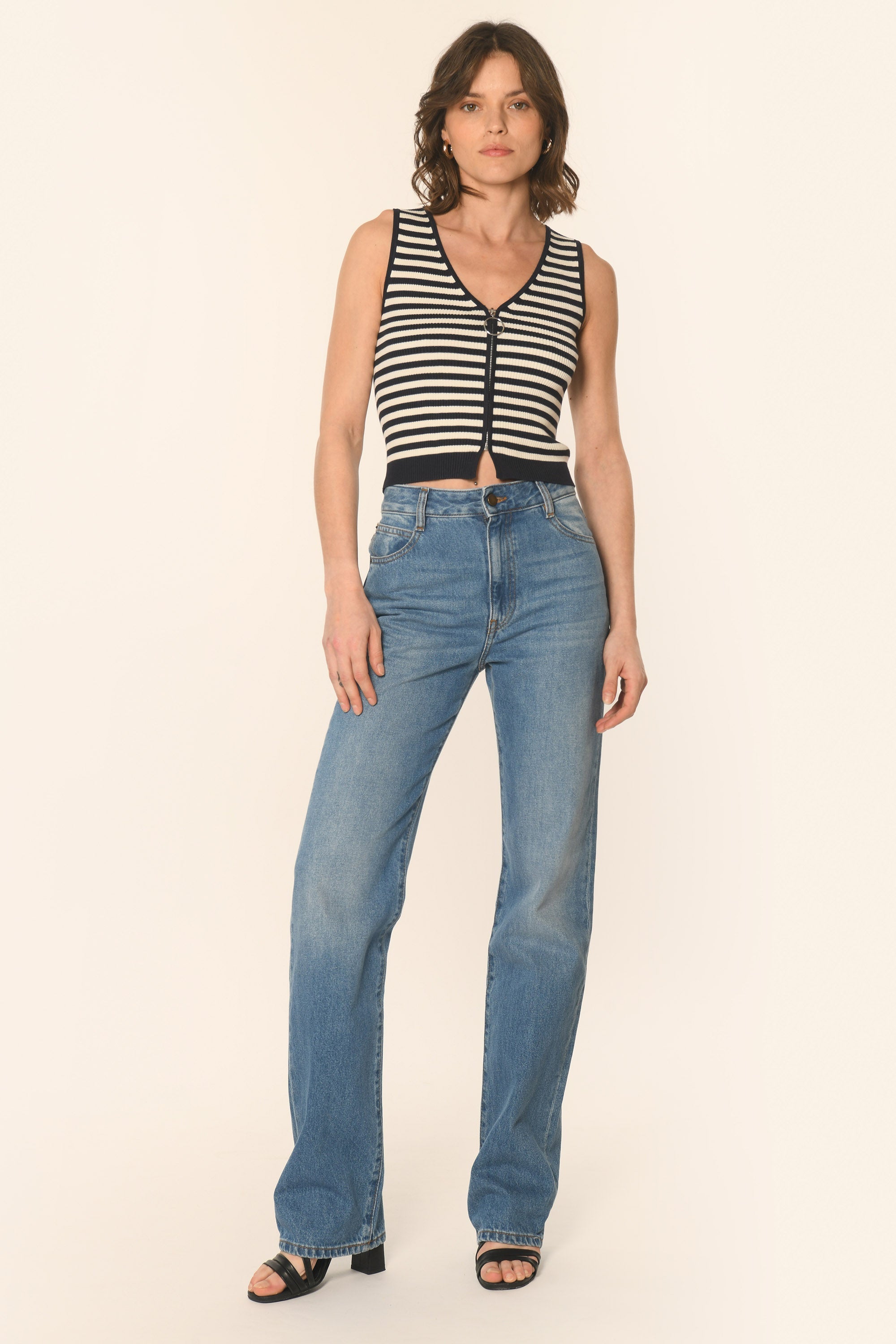 TOP ZIPPÉ - MARINE/ÉCRU - ATIKI