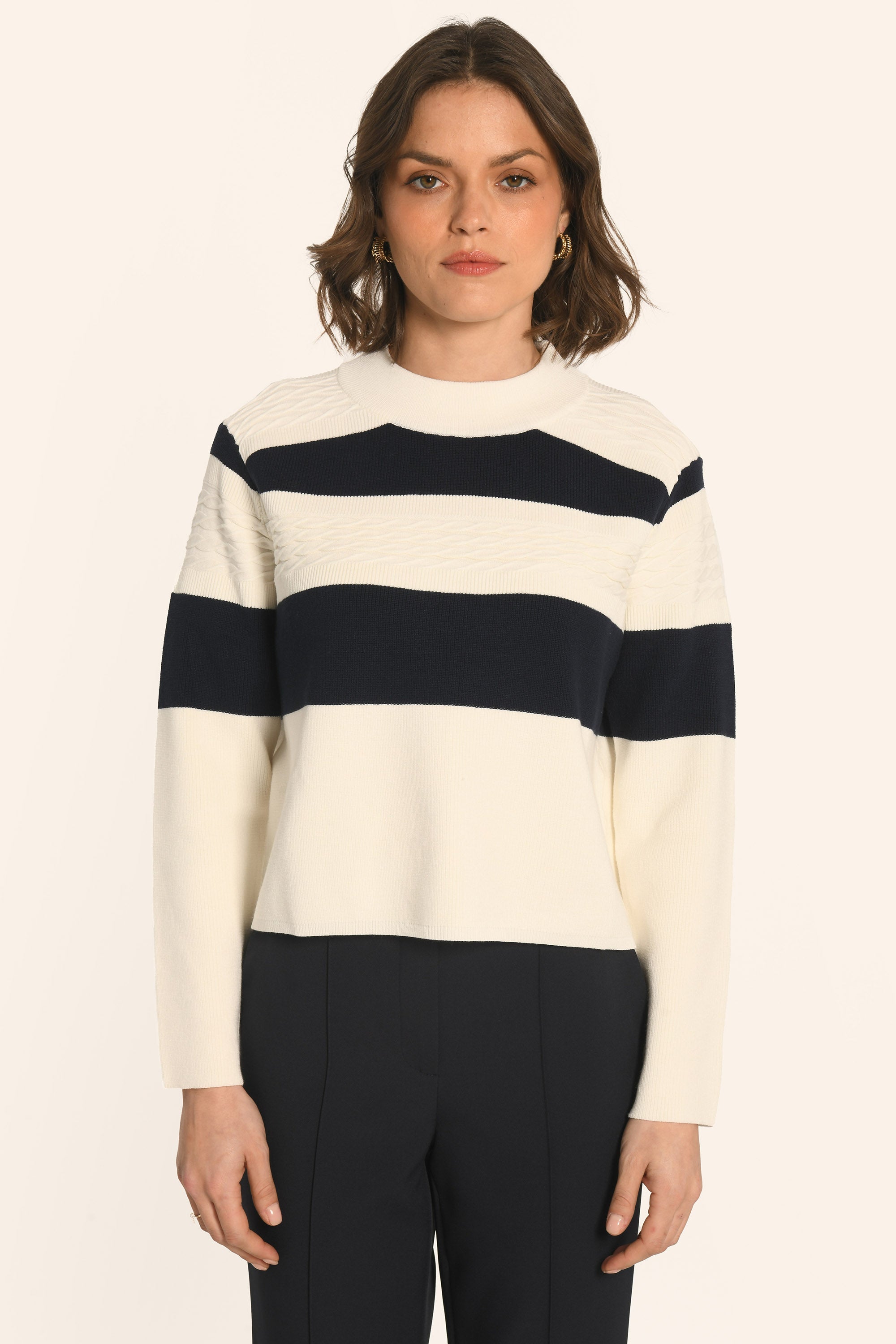 PULL MARINIÈRE - BLANC/NAVY - AUDE