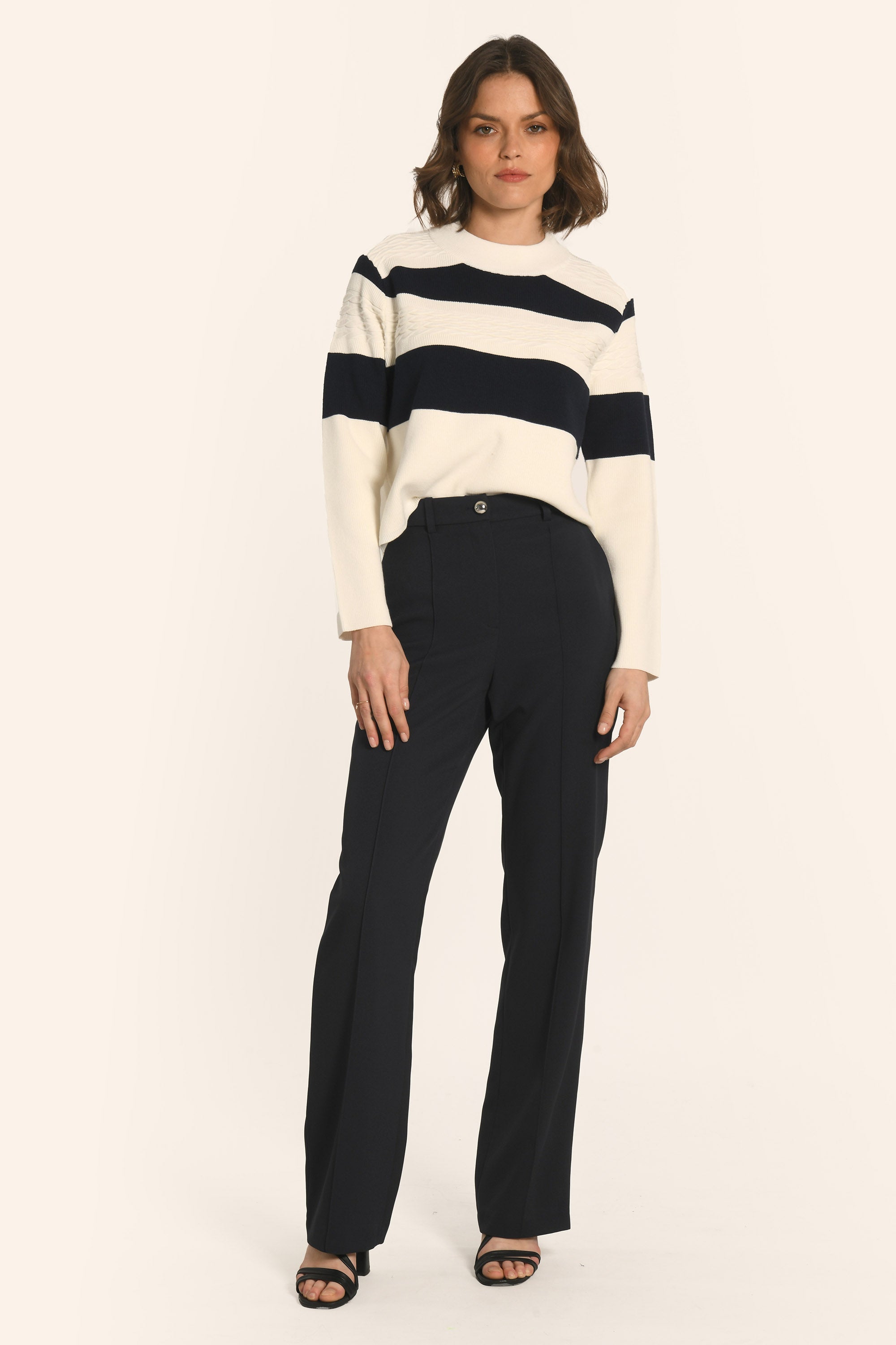 PULL MARINIÈRE - BLANC/NAVY - AUDE
