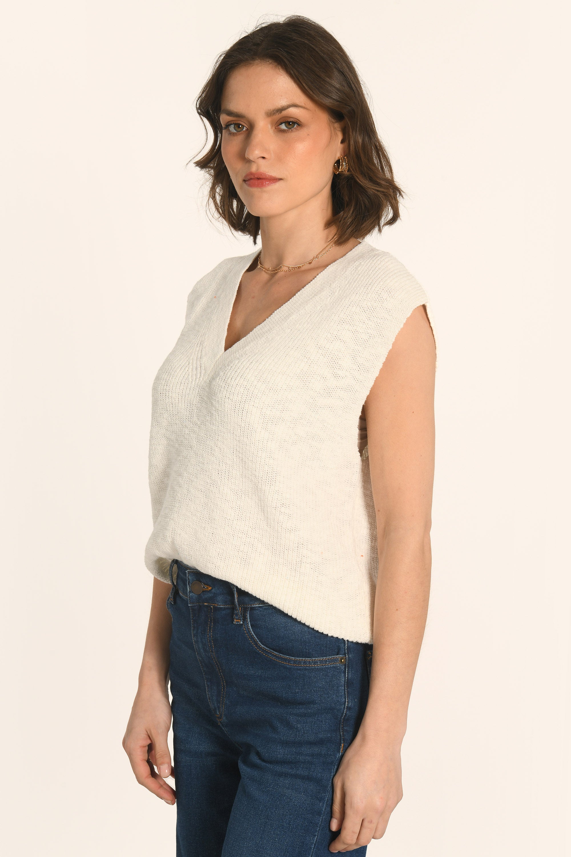 PULL SANS MANCHES - BLANC - AUDREY