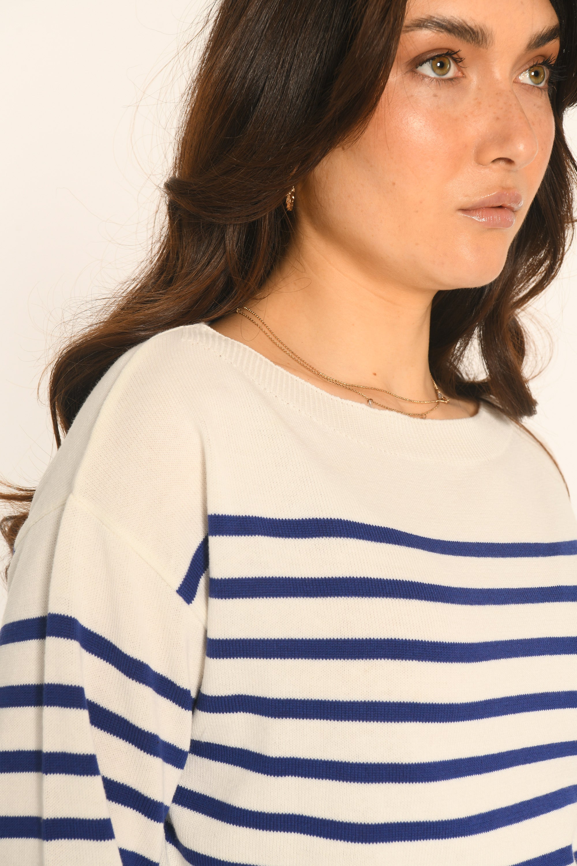 PULL MARINIÈRE COL BATEAU - BLANC/NAVY - AURE