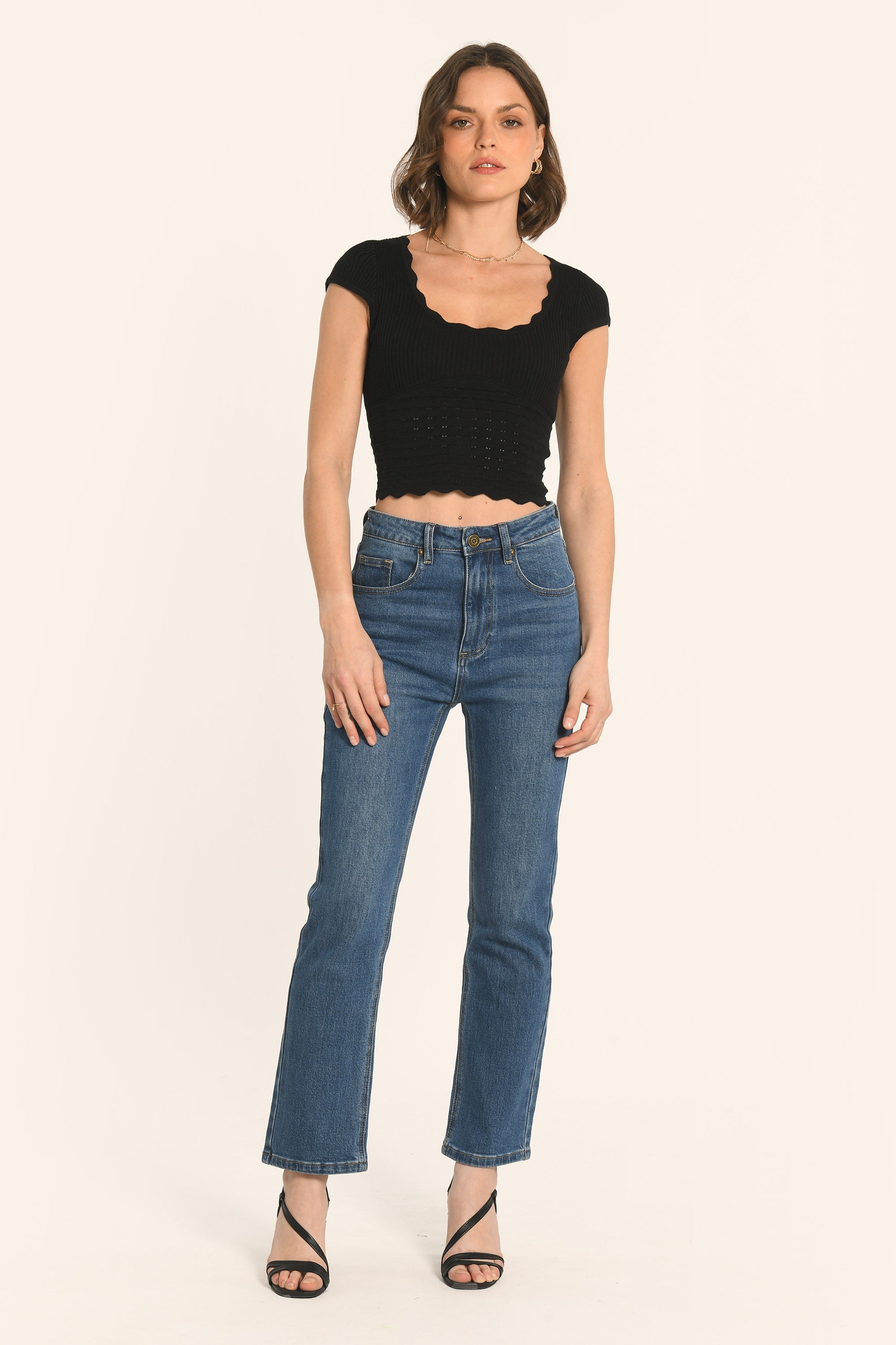 PULL MANCHES COURTES - NOIR - AVA