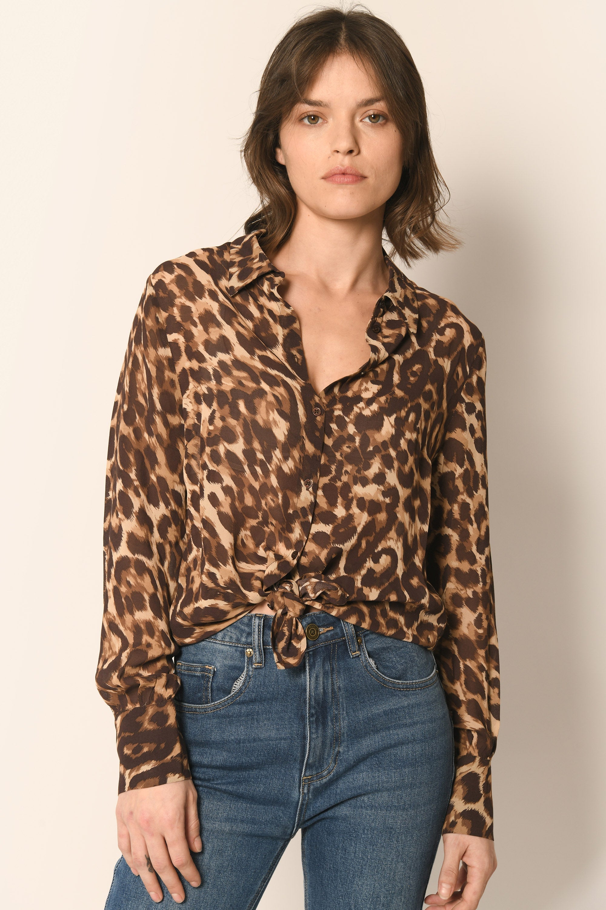 CHEMISE LEOPARD - CARAMEL - AZELIA