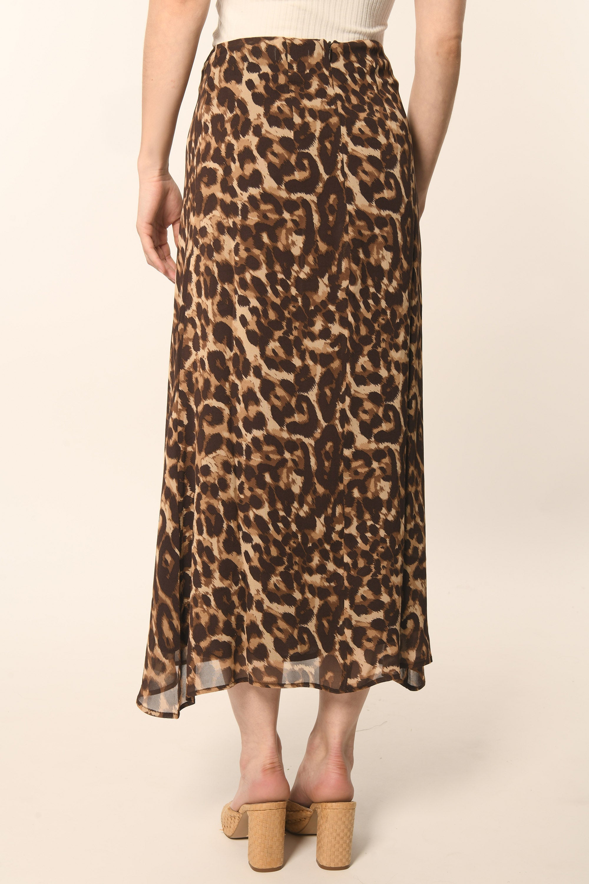JUPE MIDI LEOPARD - CARAMEL - AZELIA