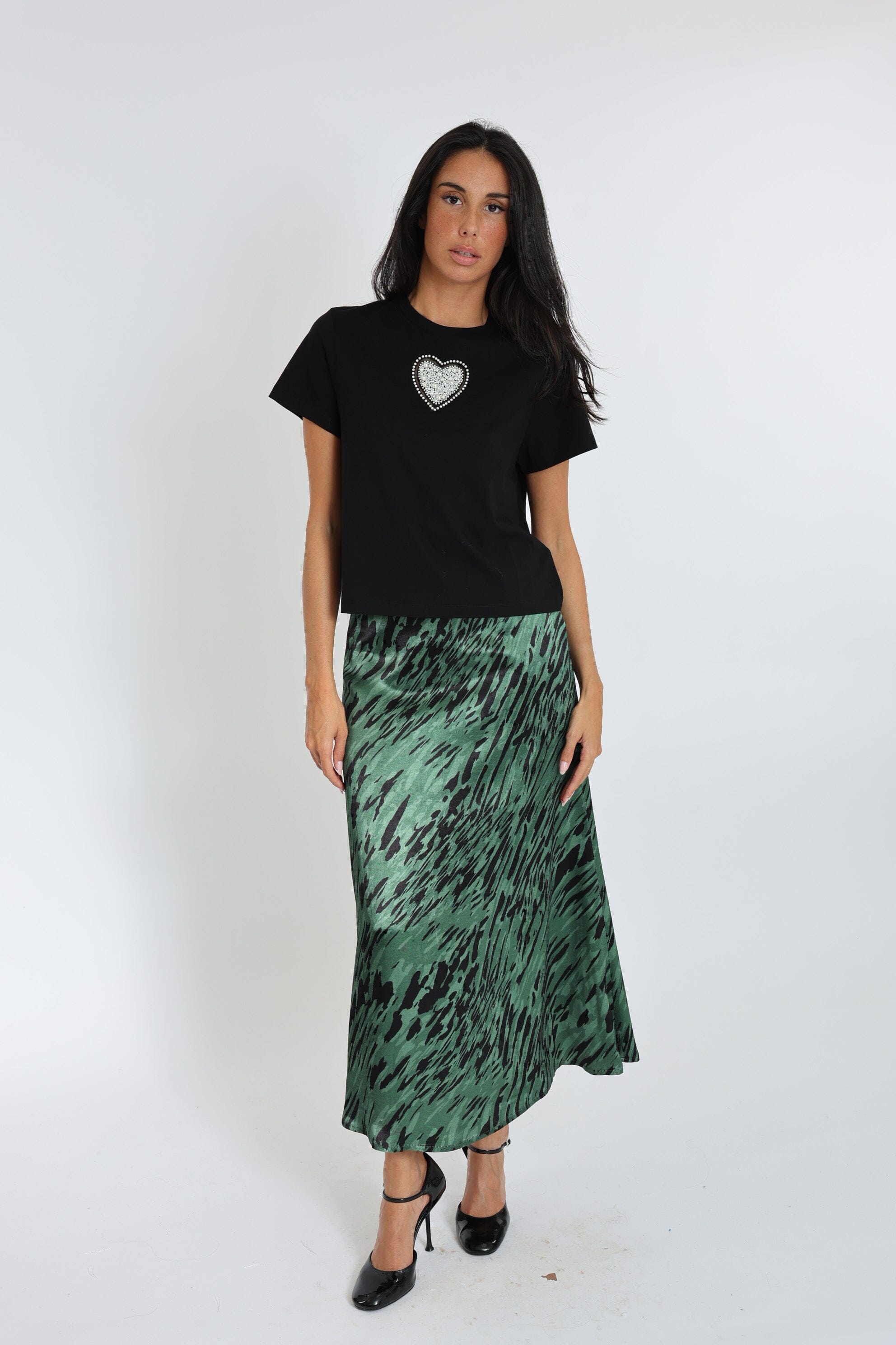 T-SHIRT CŒR NINA PERLÉ NOIR
