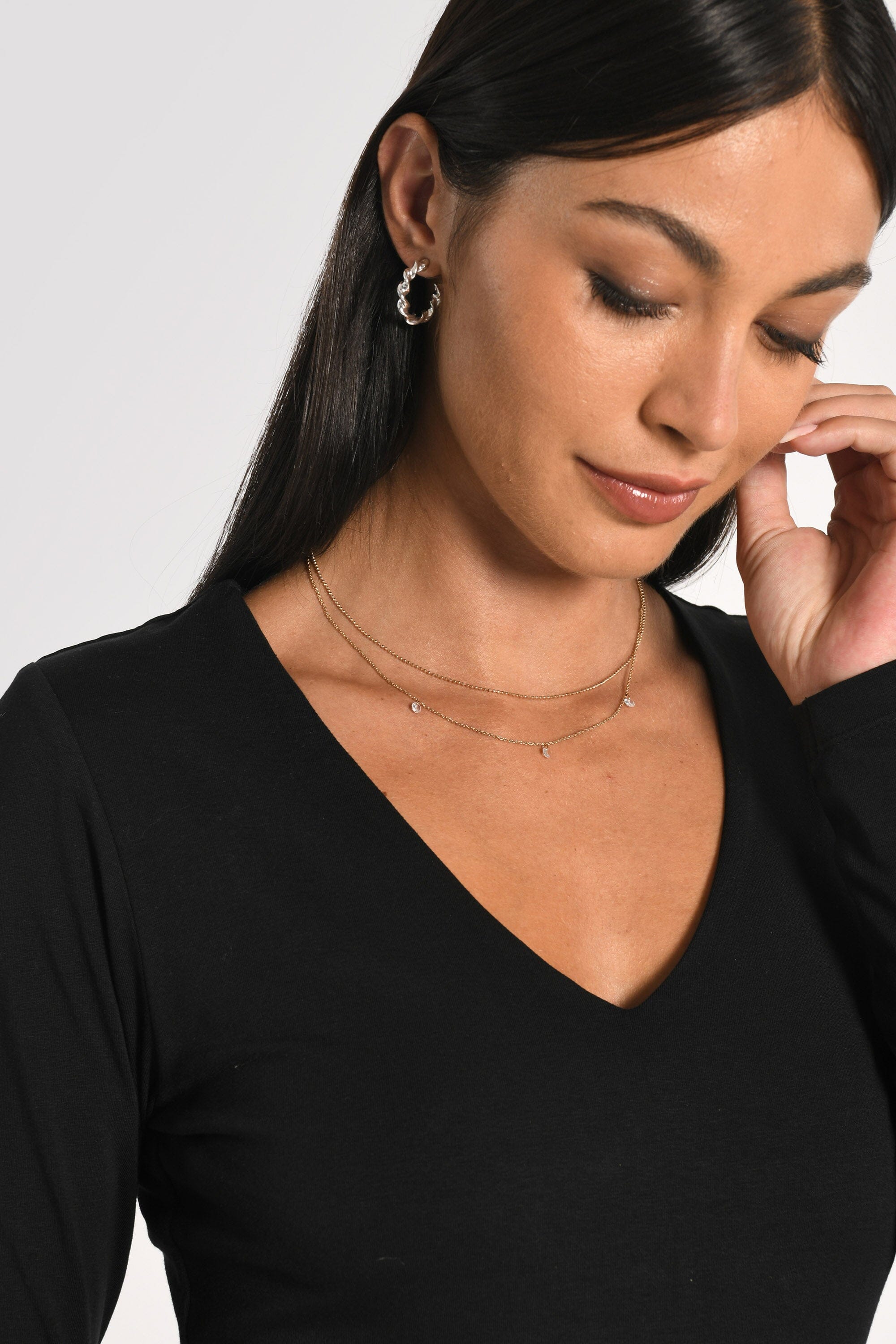 T-SHIRT COL V MATHILDA NOIR