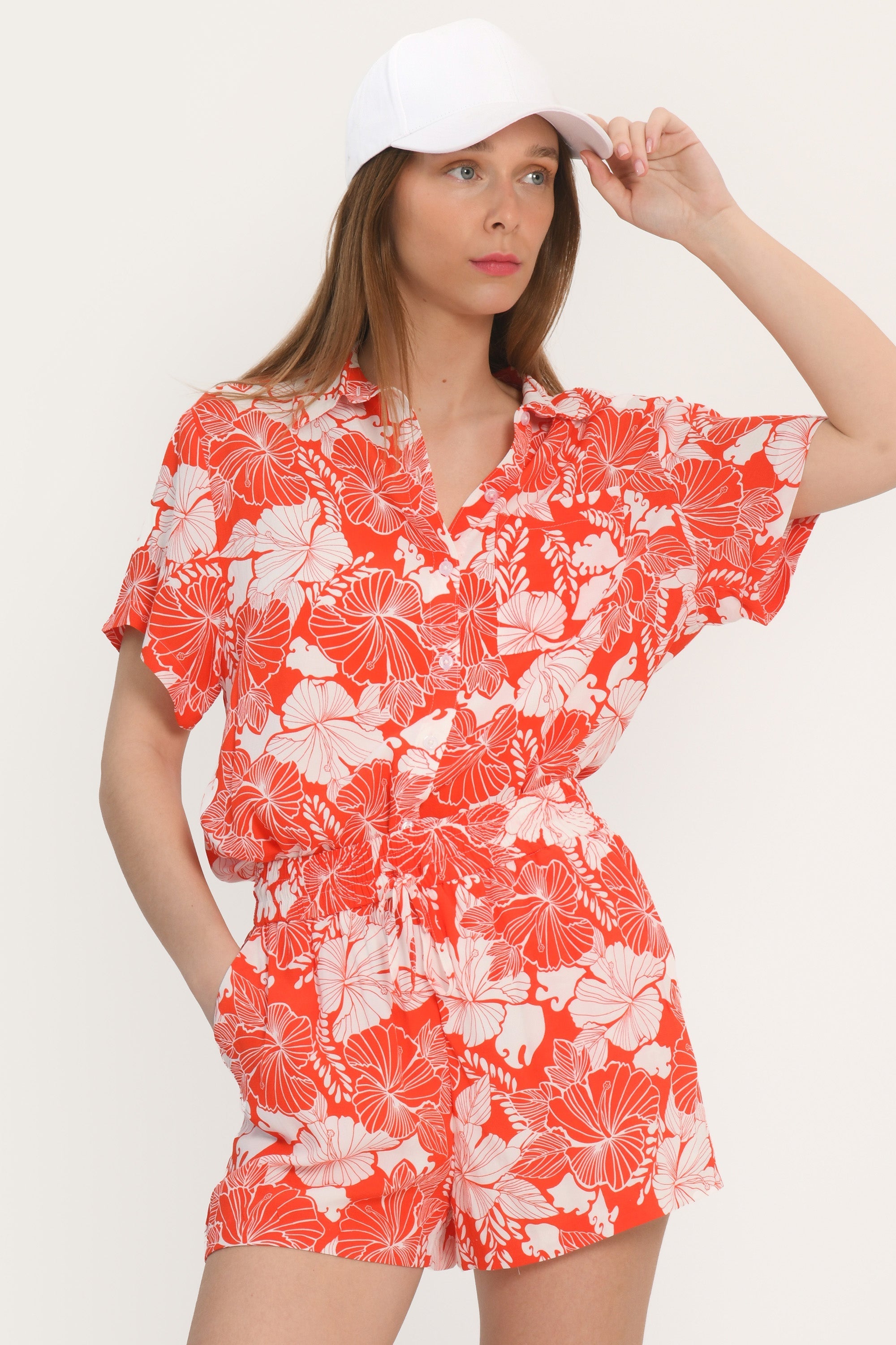 CHEMISIER MANCHES COURTES - ADELAIDE - ORANGE