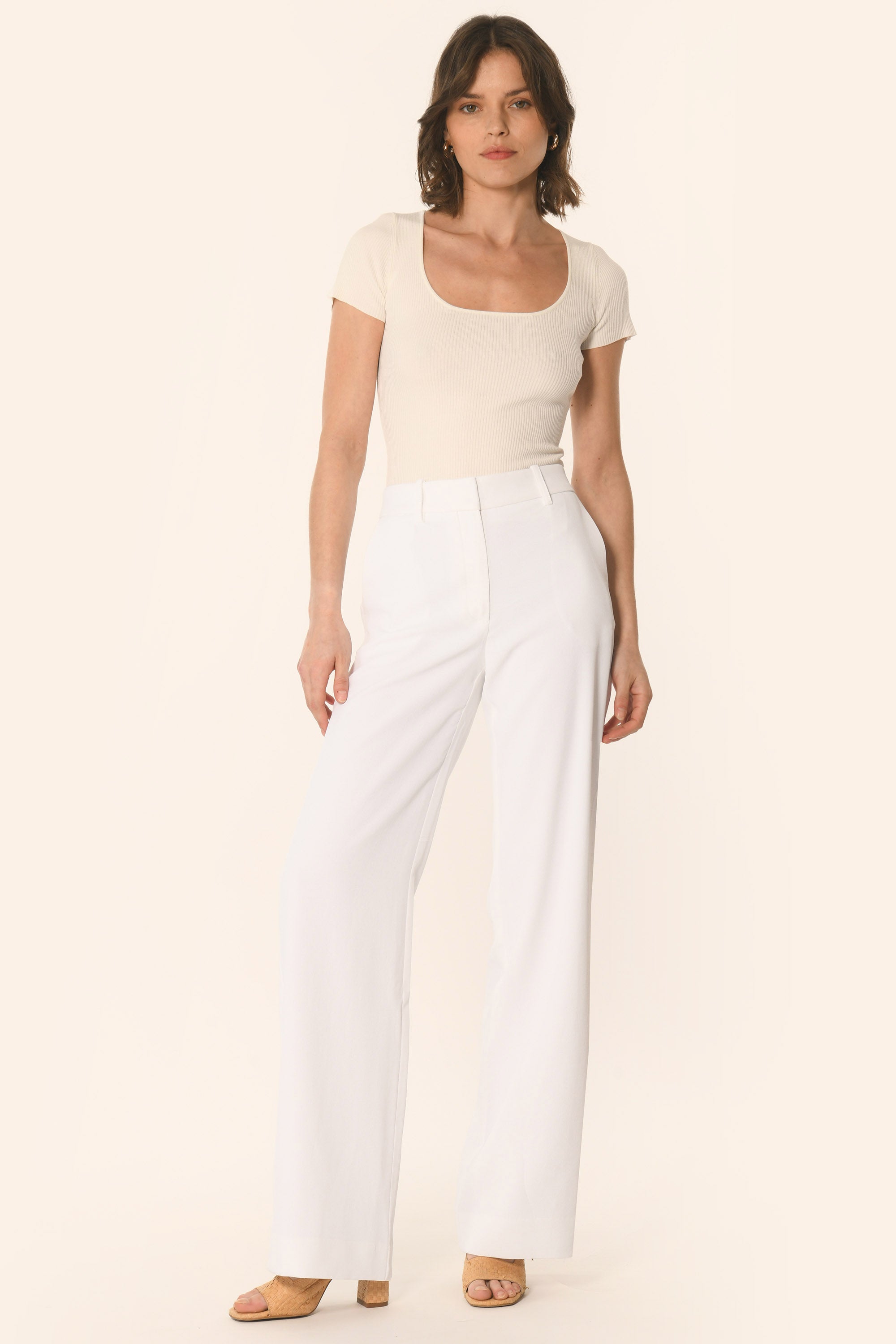 PANTALON TAILLE HAUTE - BLANC - ALBA