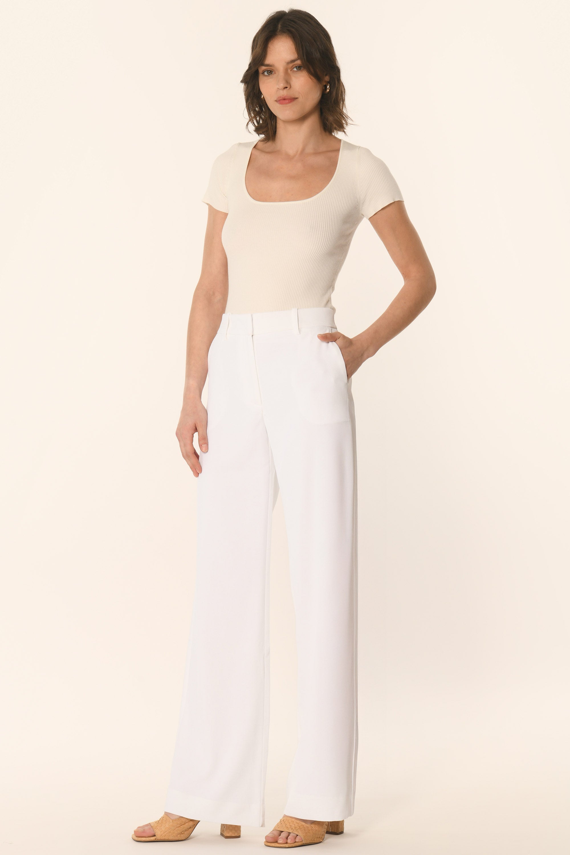 PANTALON TAILLE HAUTE - BLANC - ALBA