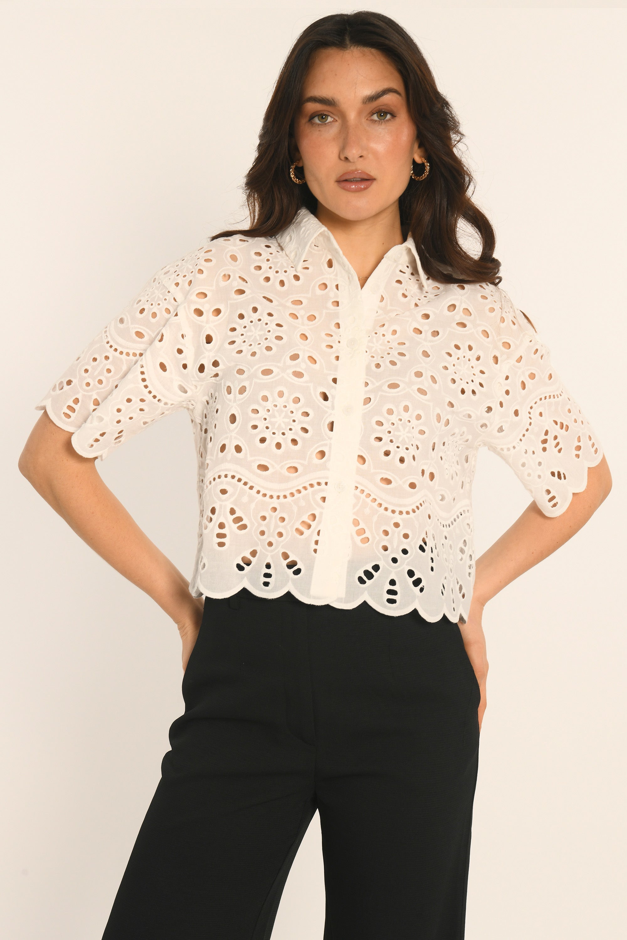 CHEMISE BRODÉE - BLANC - ALOISE