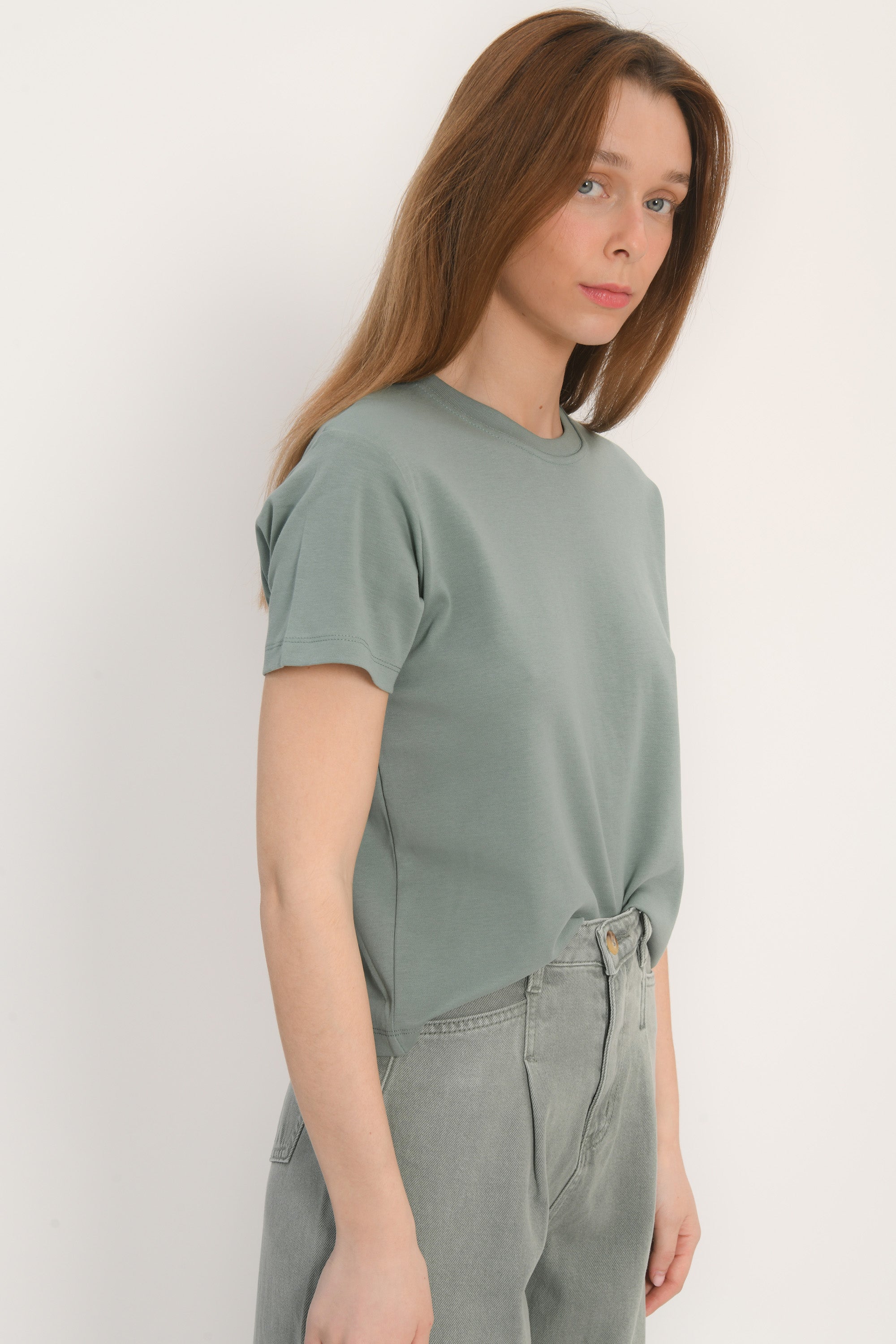 TEE SHIRT BOUTONS - AMBRE - SAUGE
