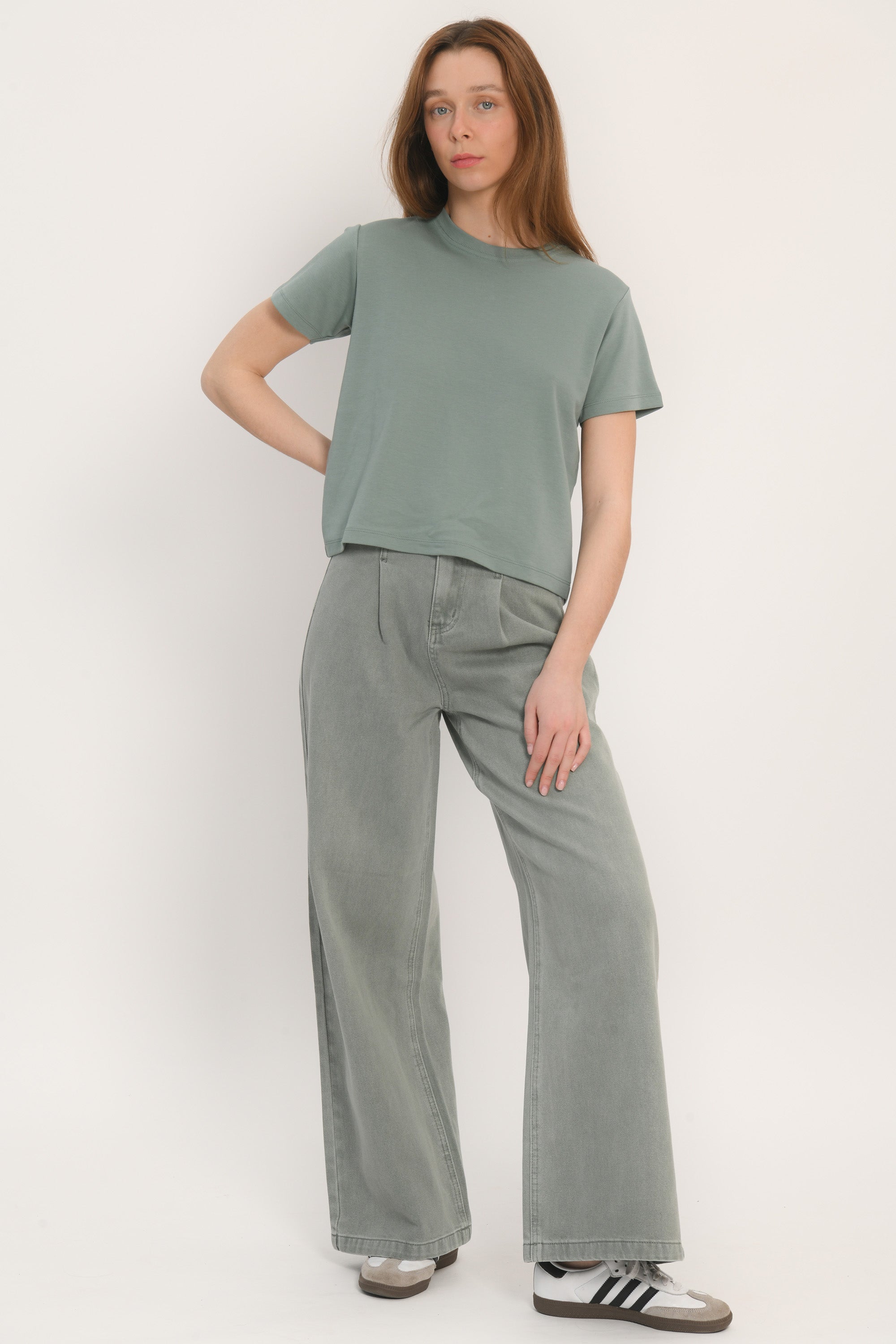 TEE SHIRT BOUTONS - AMBRE - SAUGE