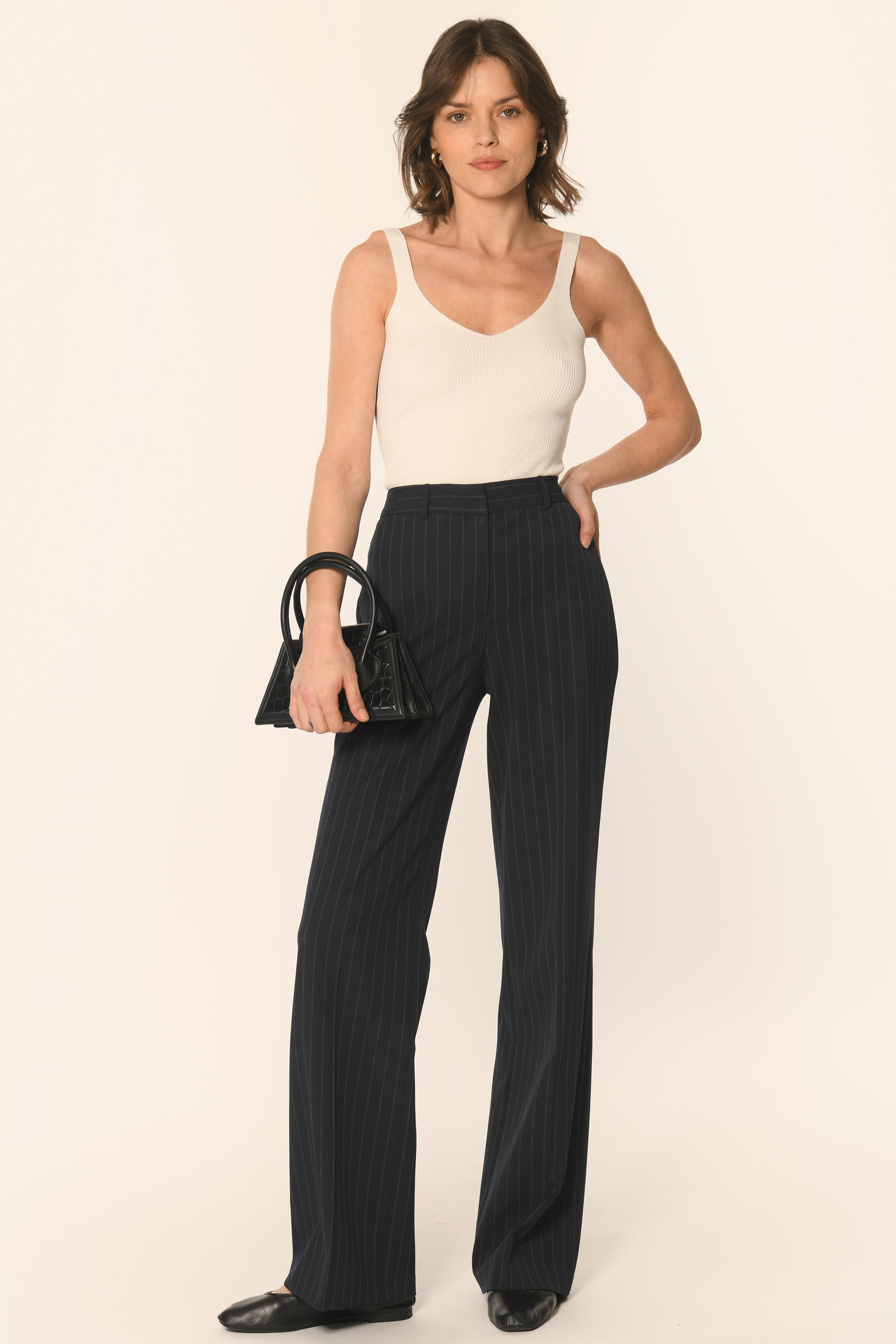 PANTALON TAILLE BASSE - MARINE - AMY
