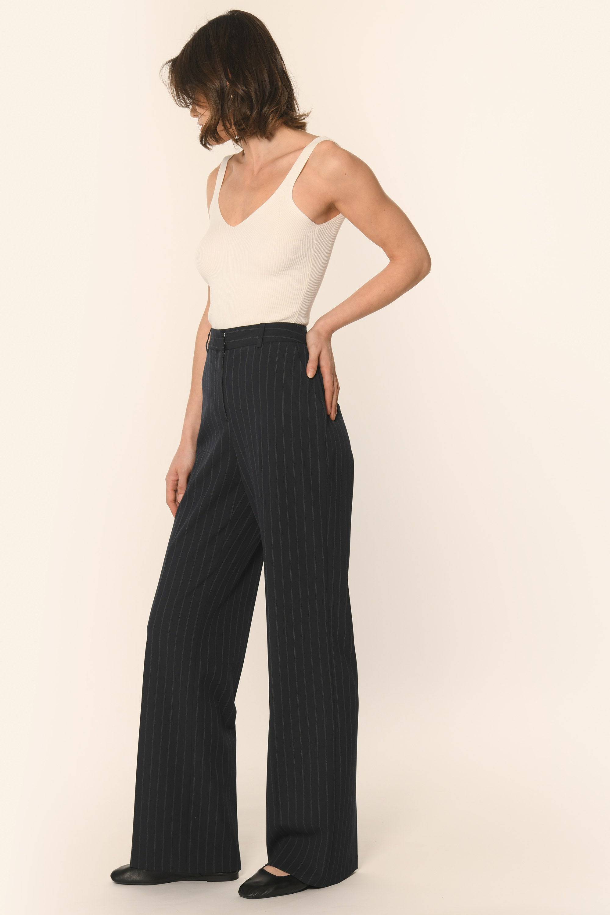 PANTALON TAILLE BASSE - MARINE - AMY