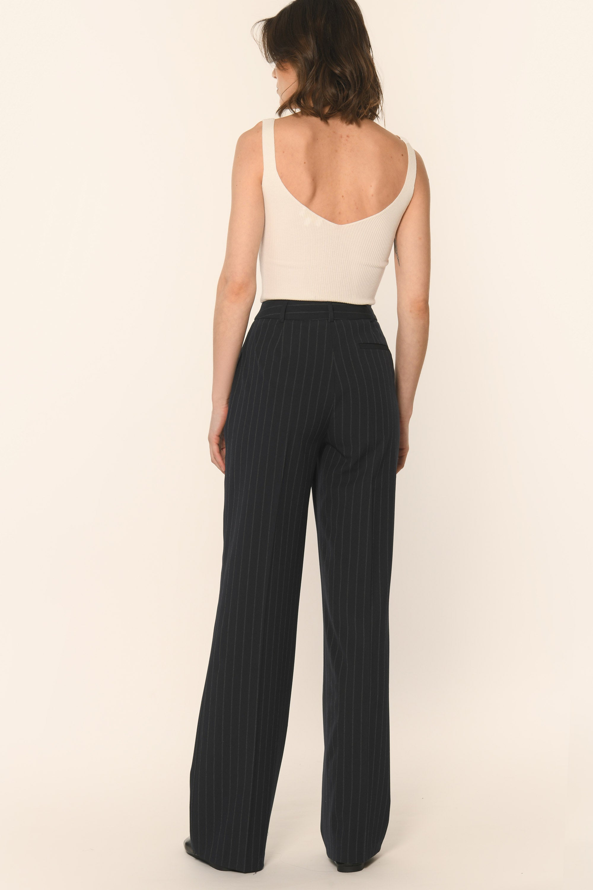 PANTALON TAILLE BASSE - MARINE - AMY
