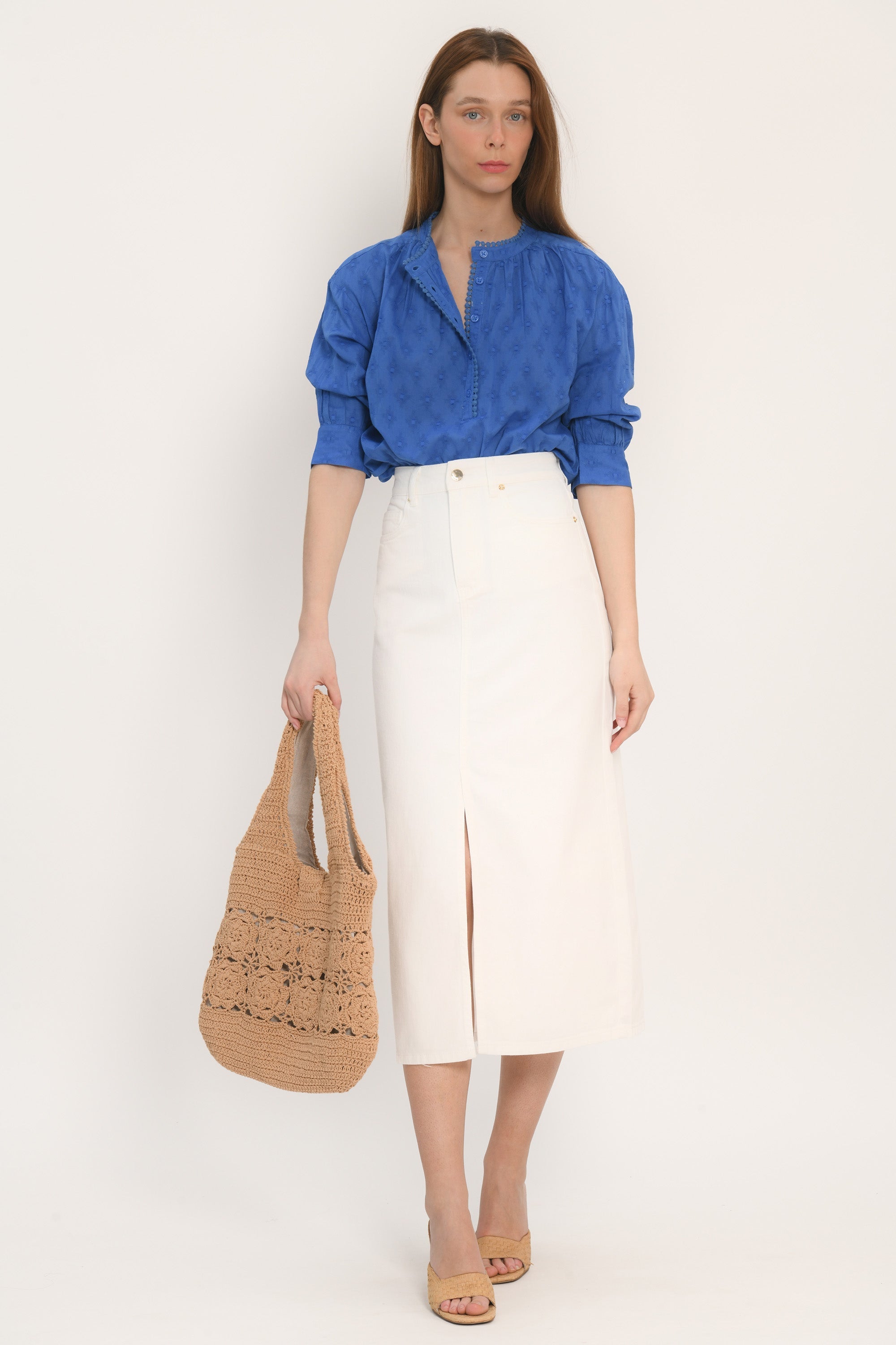 JUPE SPORTWEAR MIDI - ANOUK - BLANC