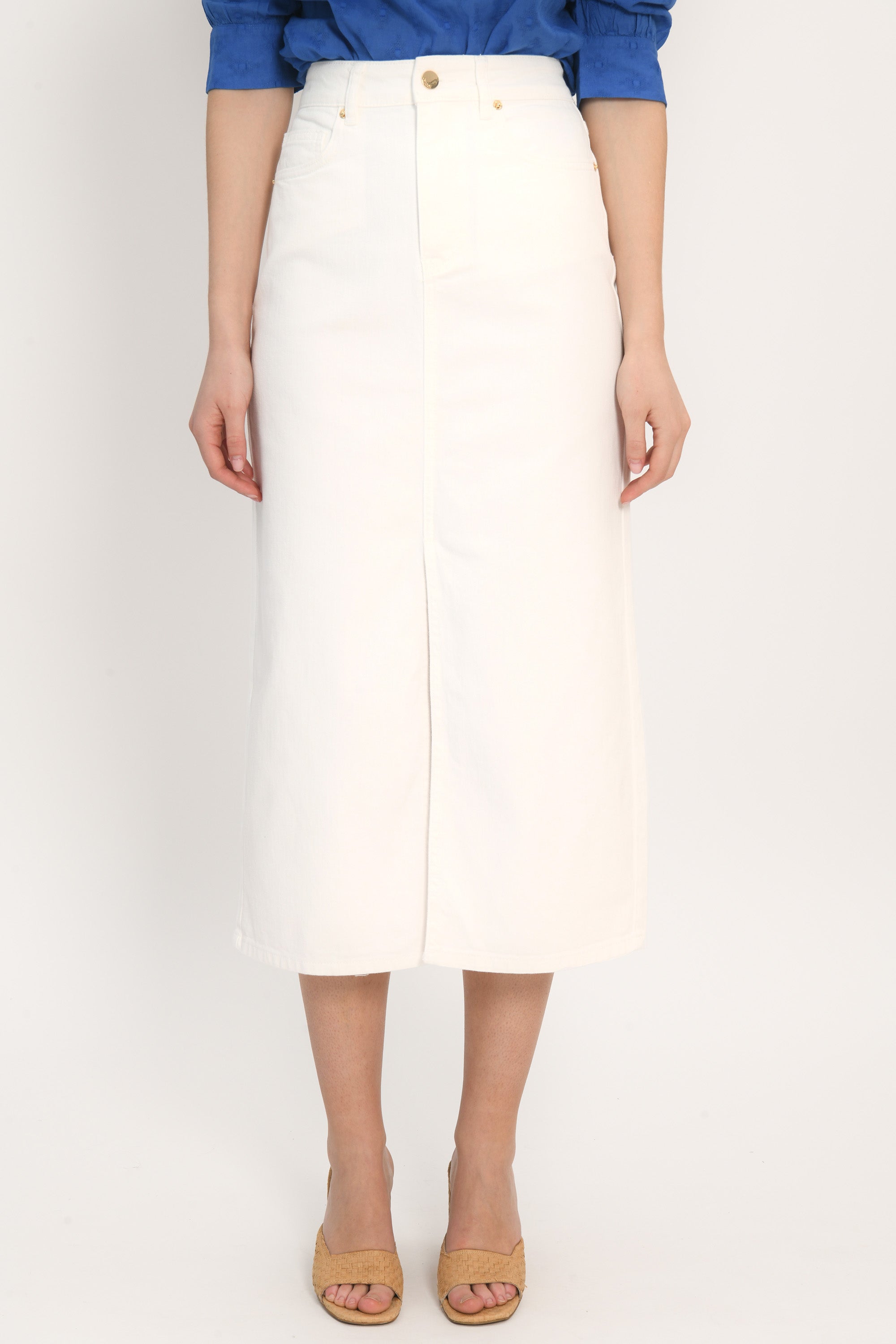 JUPE SPORTWEAR MIDI - ANOUK - BLANC