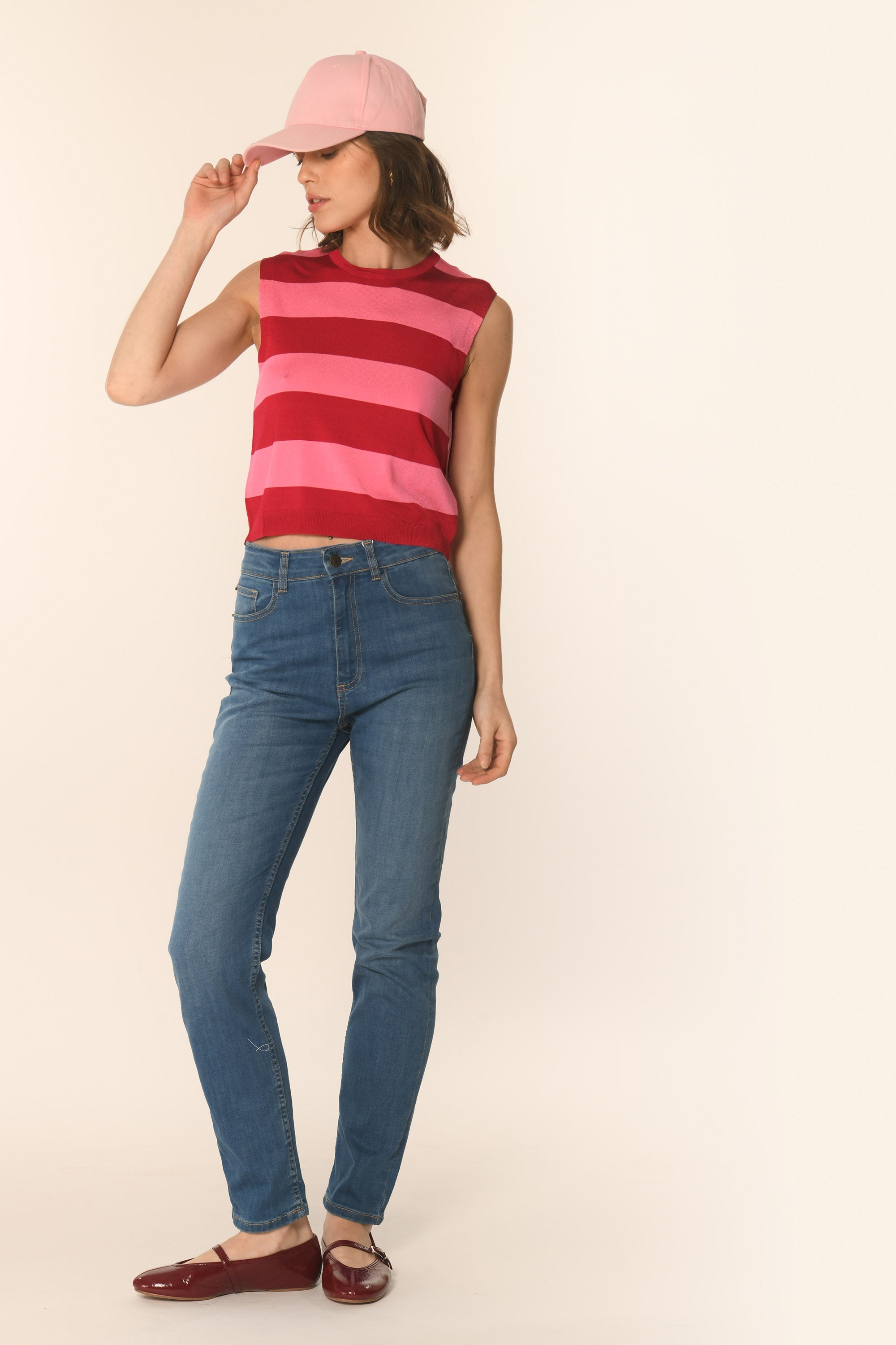 PULL SANS MANCHES - ROUGE/ROSE - ATHENA